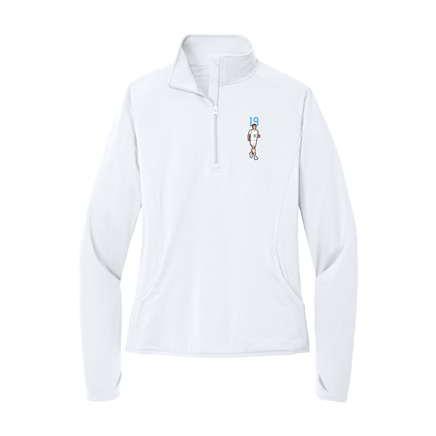 Women's Q-Zip Pullover — Number Top in White
