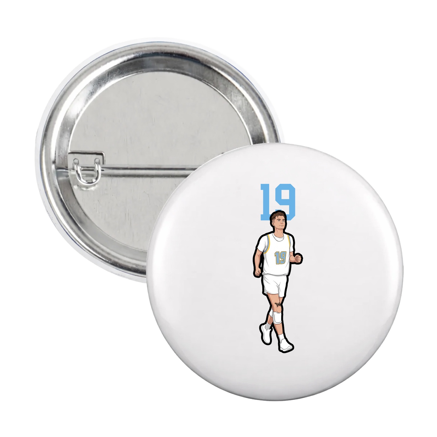 Game Day Button — Number Top in White