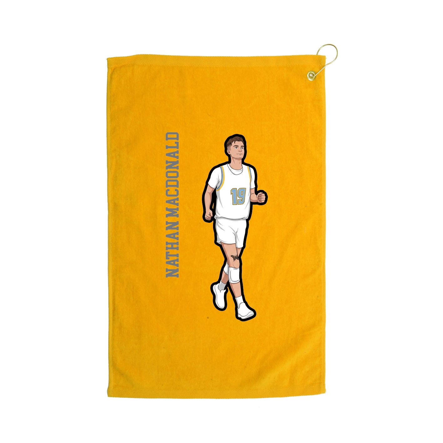 Golf Towel — Name Vertical in Gold