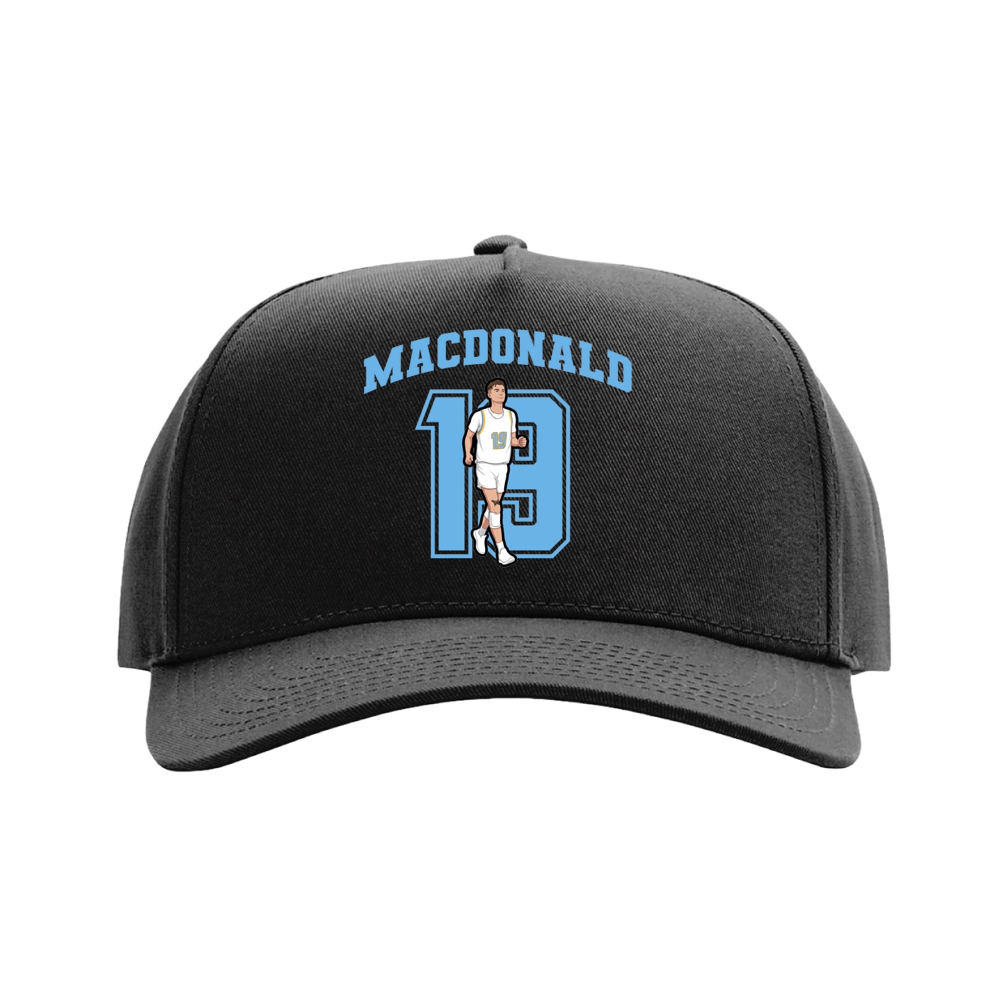 Full Fabric Five-Panel Champ Cap — Number in Black