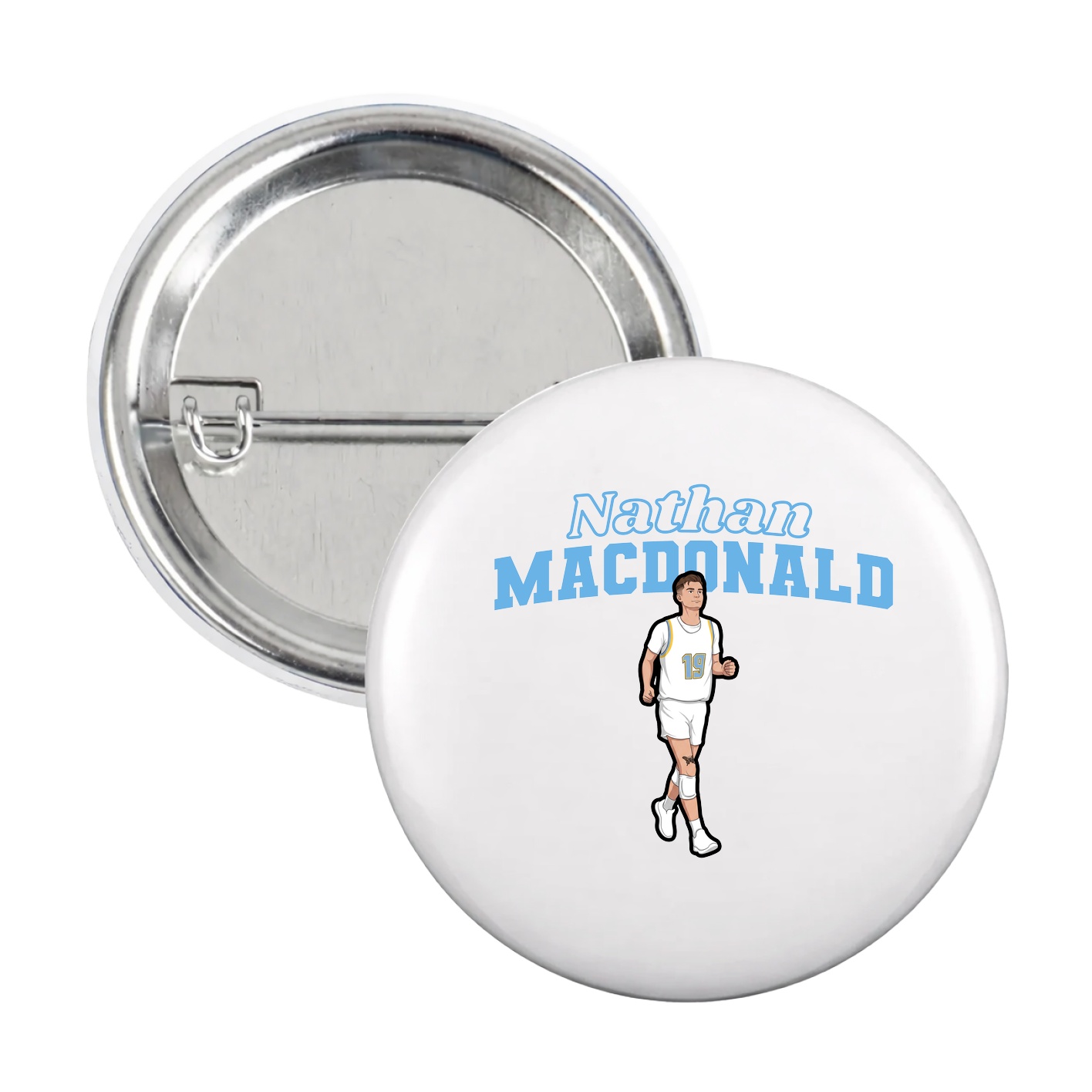 Game Day Button — Name Arch in White