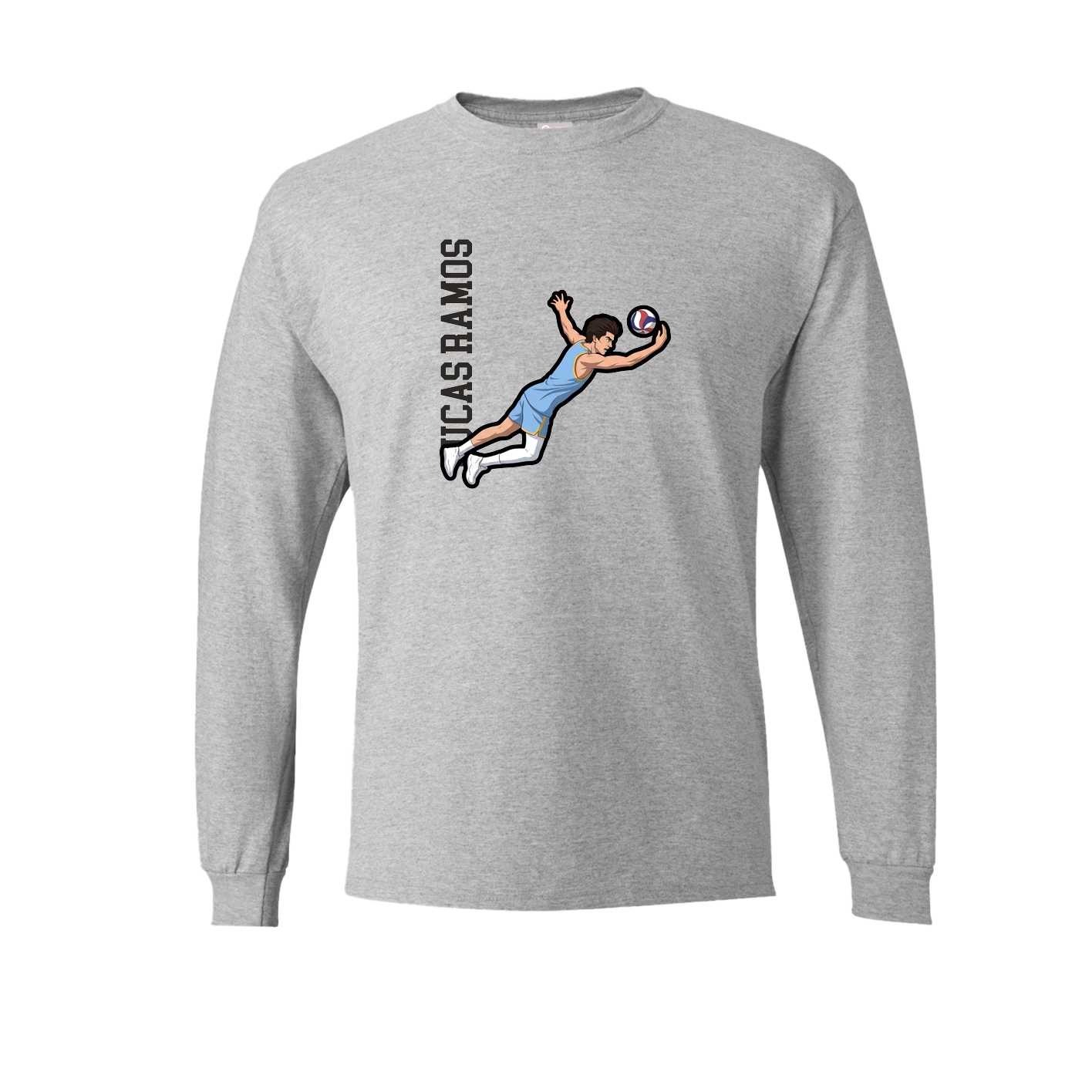 Long Sleeve Tee — Name Vertical in Grey