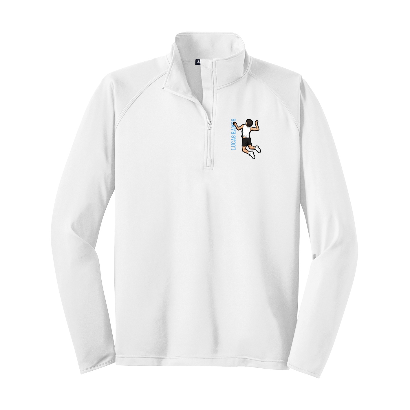 Q-Zip Pullover — Name Vertical in White