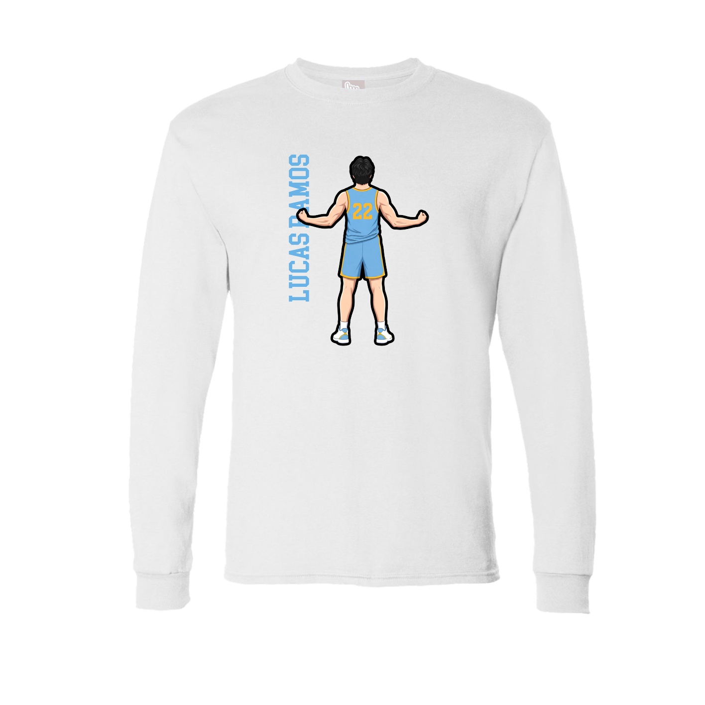 Long Sleeve Tee — Name Vertical in White