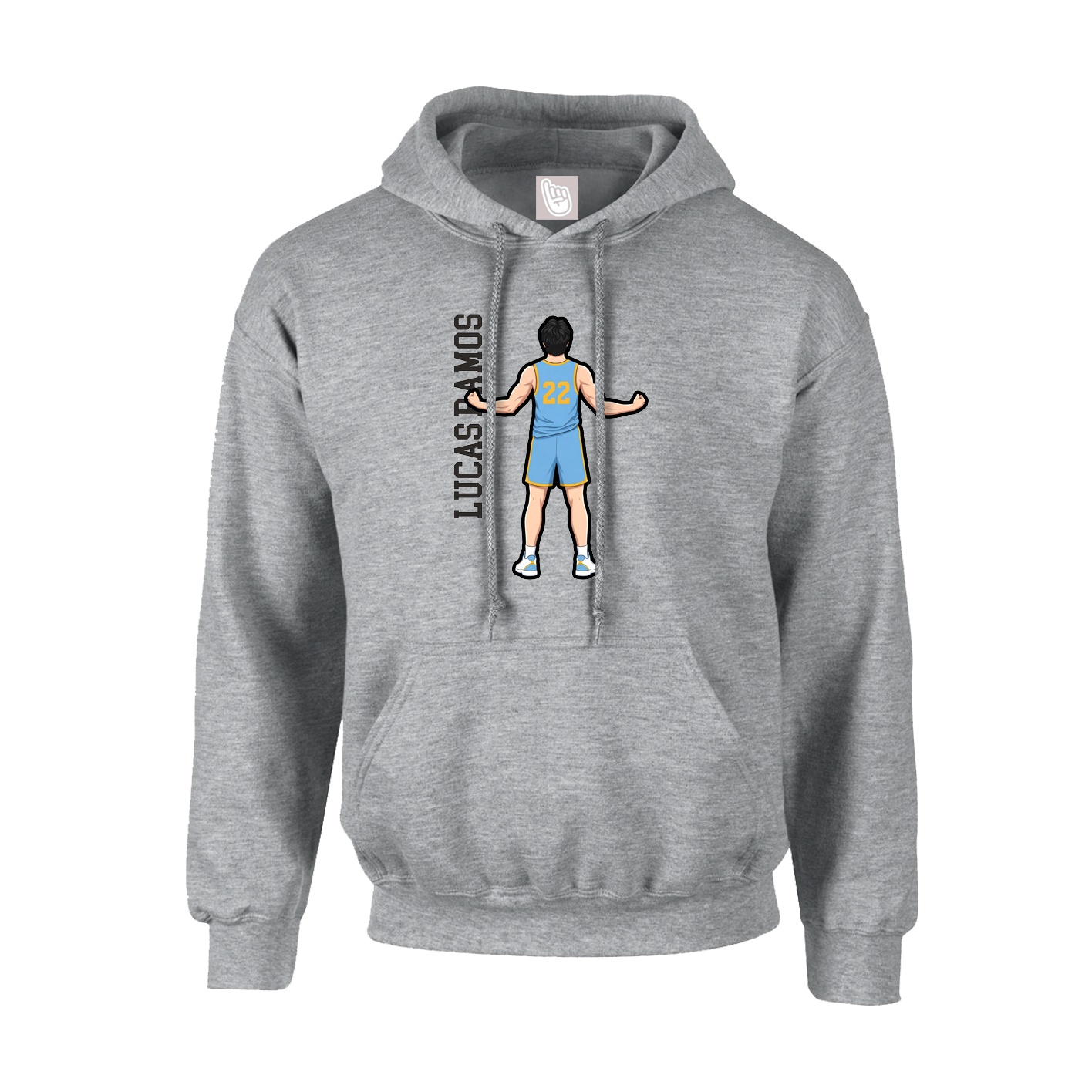Youth Hoodie — Name Vertical in Grey
