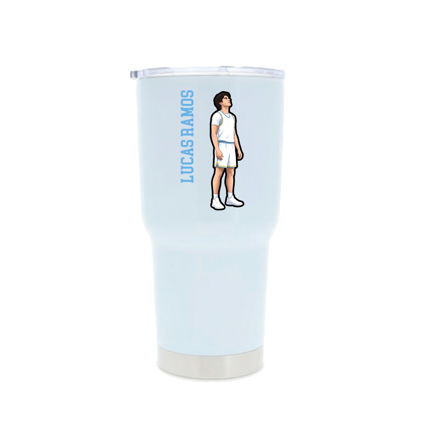 30oz Stainless Steel Tumbler — Name Vertical in White