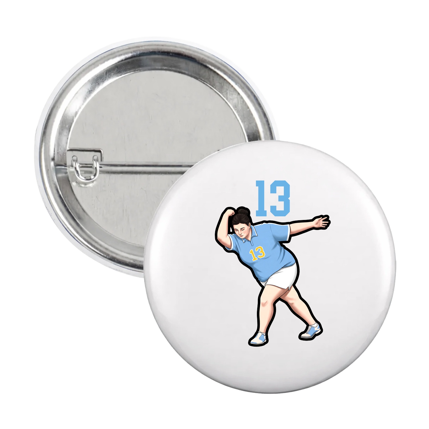 Game Day Button — Number Top in White