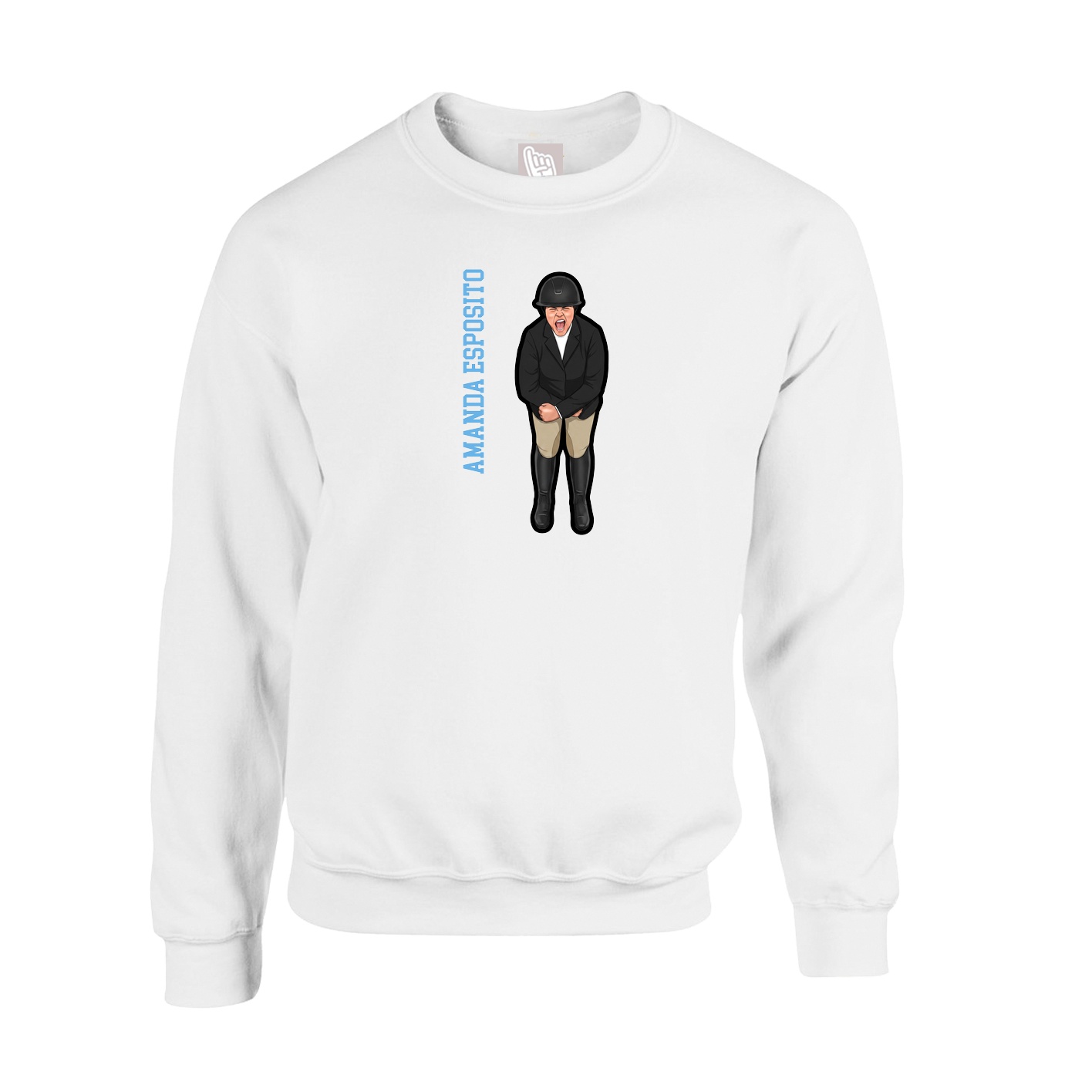 Fleece Crew — Name Vertical in White