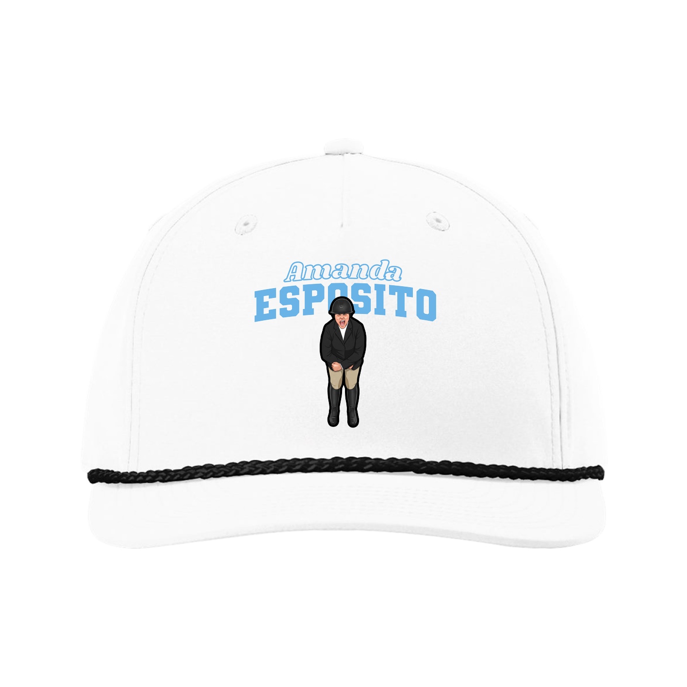 Five-Panel Classic Rope Cap — Name Arch in White