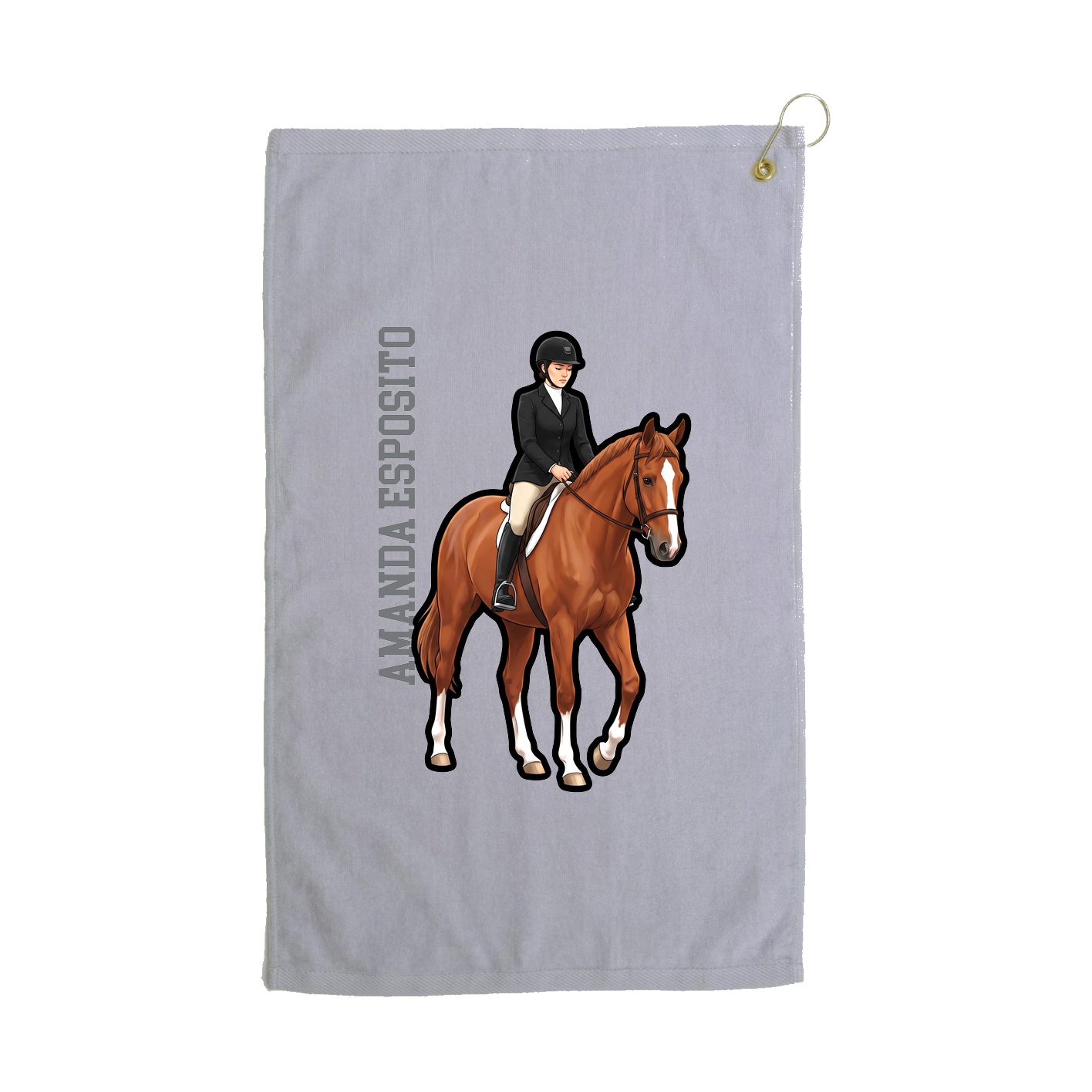 Golf Towel — Name Vertical in Grey