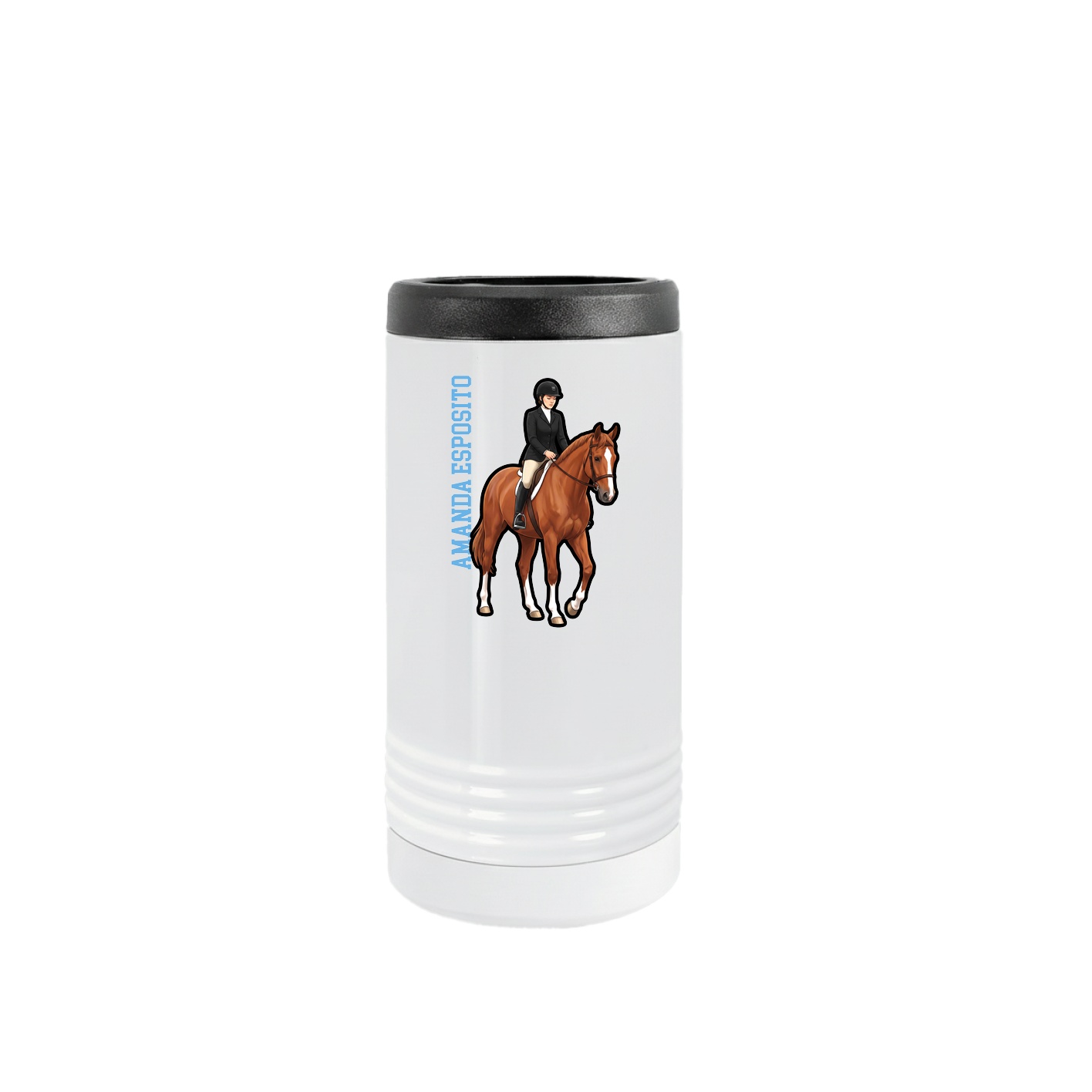 Slim Beverage Holder — Name Vertical in White