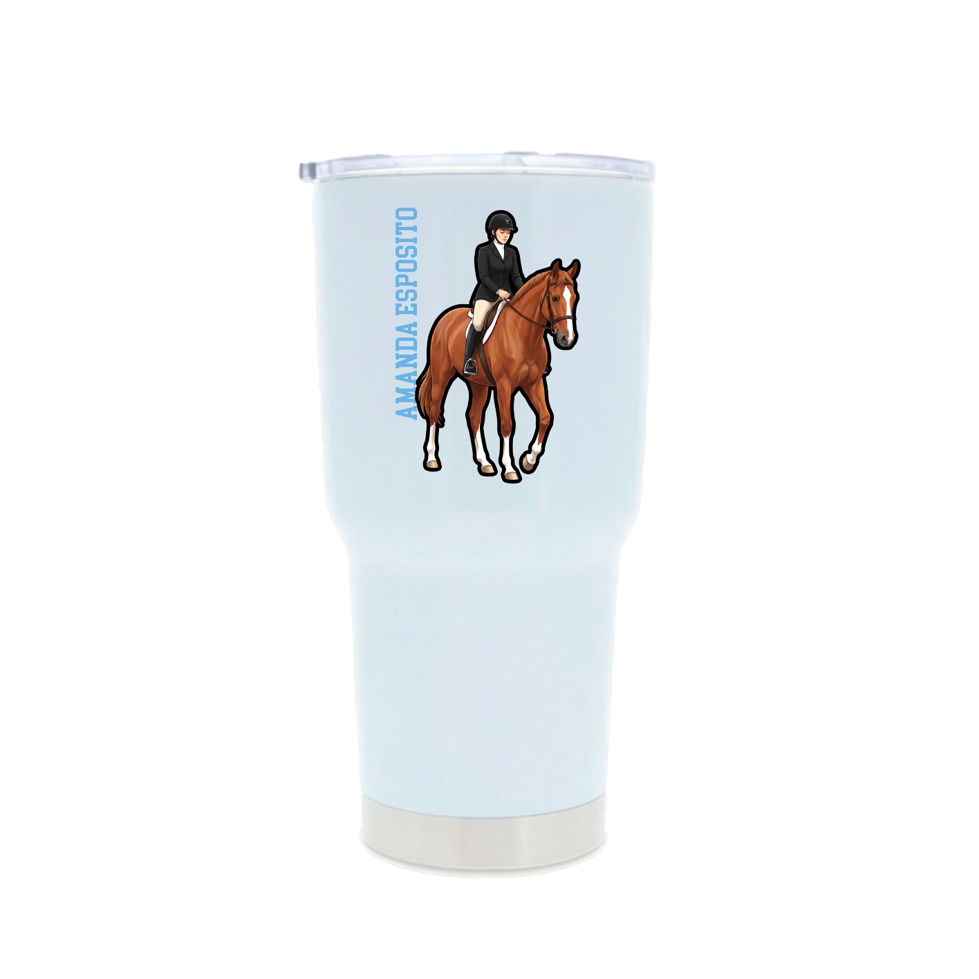 30oz Stainless Steel Tumbler — Name Vertical in White