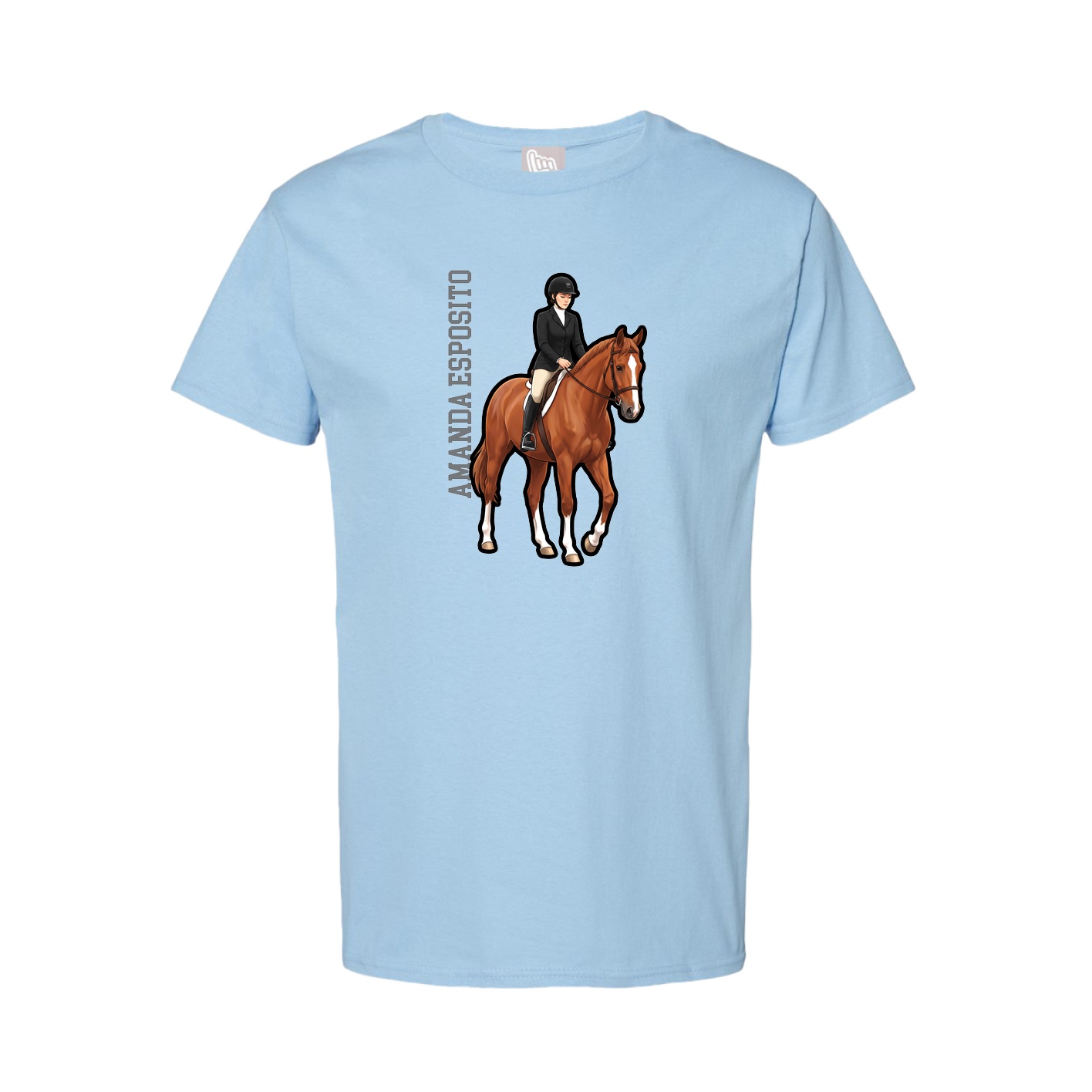 Tee — Name Vertical in Light Blue