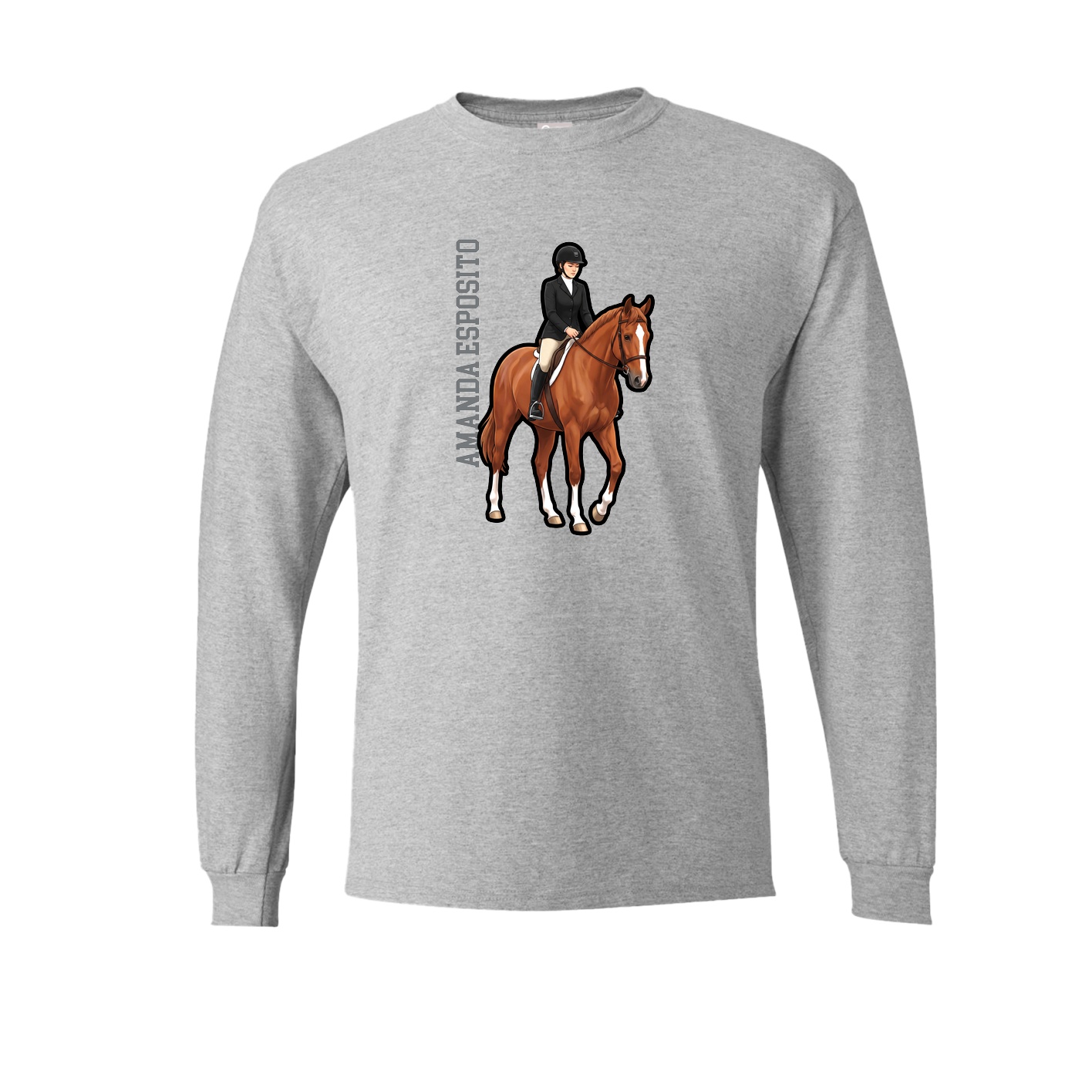 Long Sleeve Tee — Name Vertical in Grey