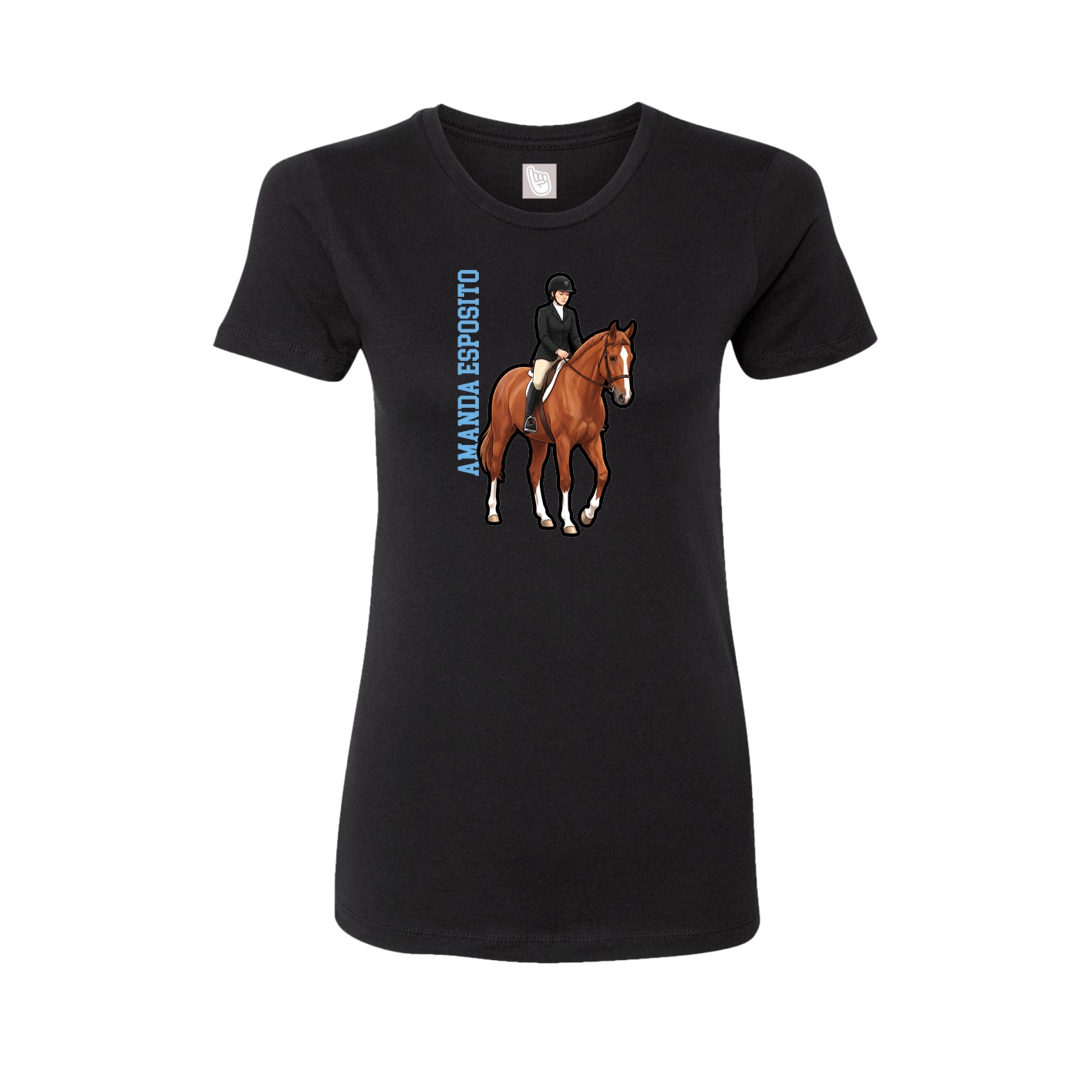 Womens Tee — Name Vertical in Black