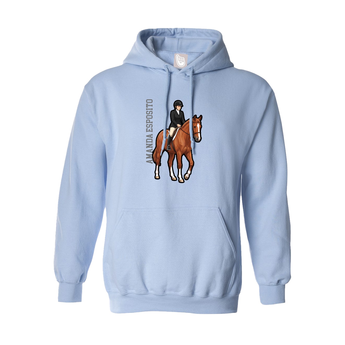 Hoodie — Name Vertical in Light Blue