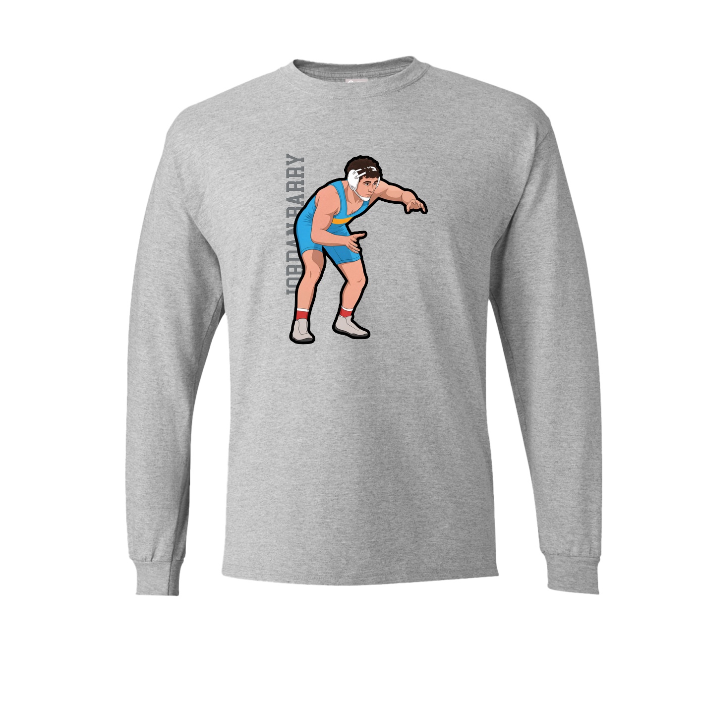Long Sleeve Tee — Name Vertical in Grey