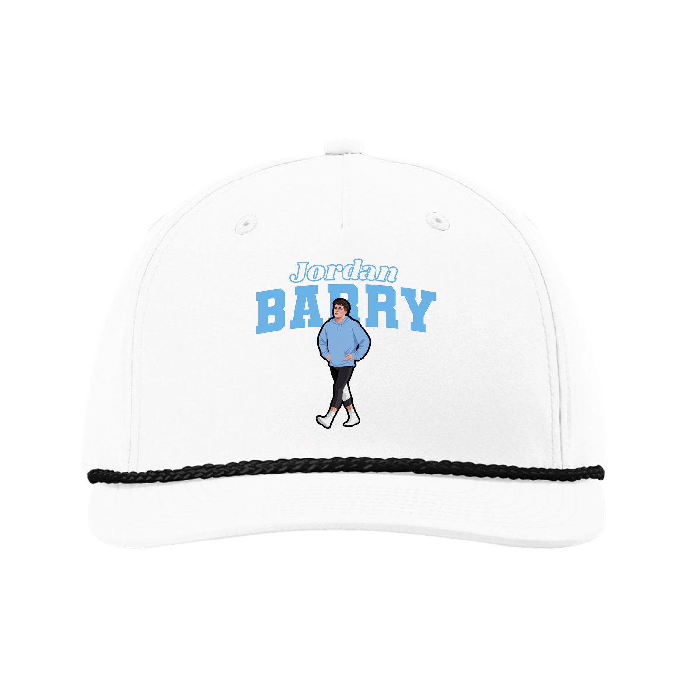 Five-Panel Classic Rope Cap — Name Arch in White