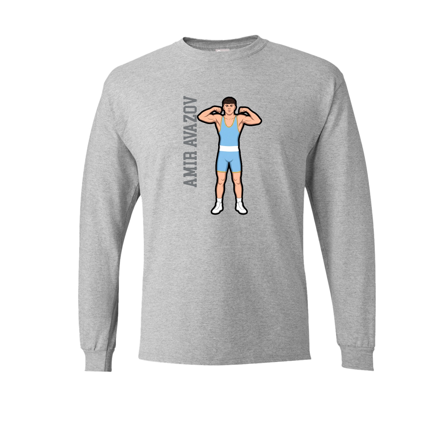 Long Sleeve Tee — Name Vertical in Grey