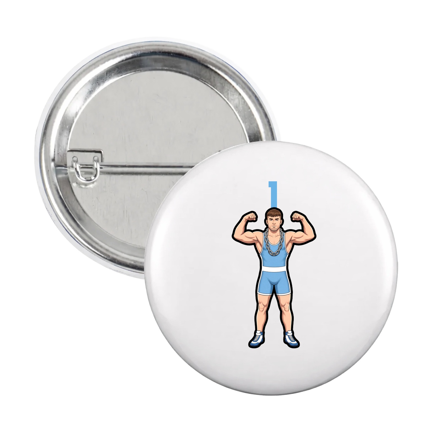 Game Day Button — Number Top in White