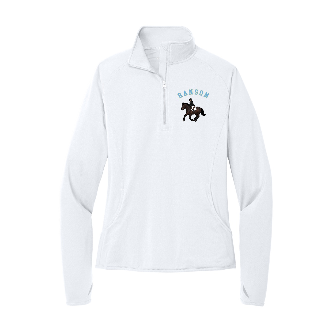 Women's Q-Zip Pullover — Shirsey Arch in White