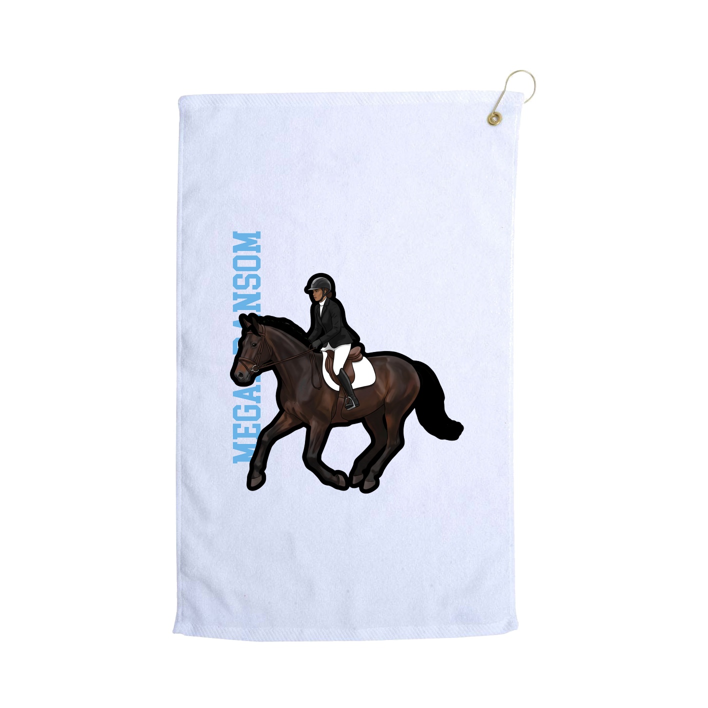 Golf Towel — Name Vertical in White