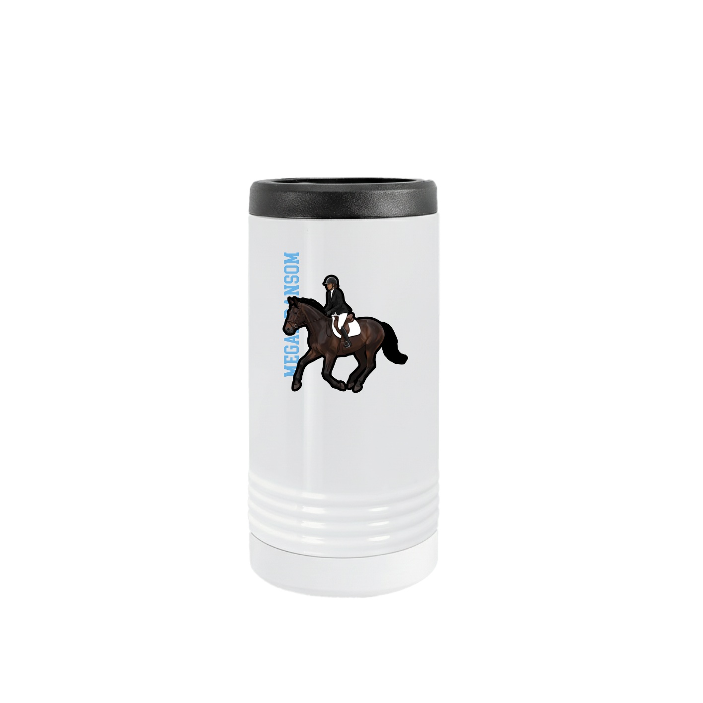Slim Beverage Holder — Name Vertical in White