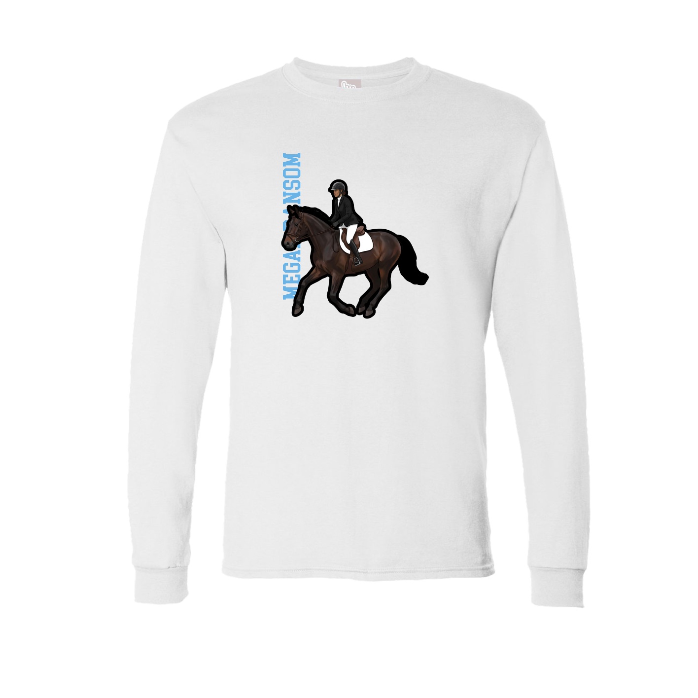 Long Sleeve Tee — Name Vertical in White