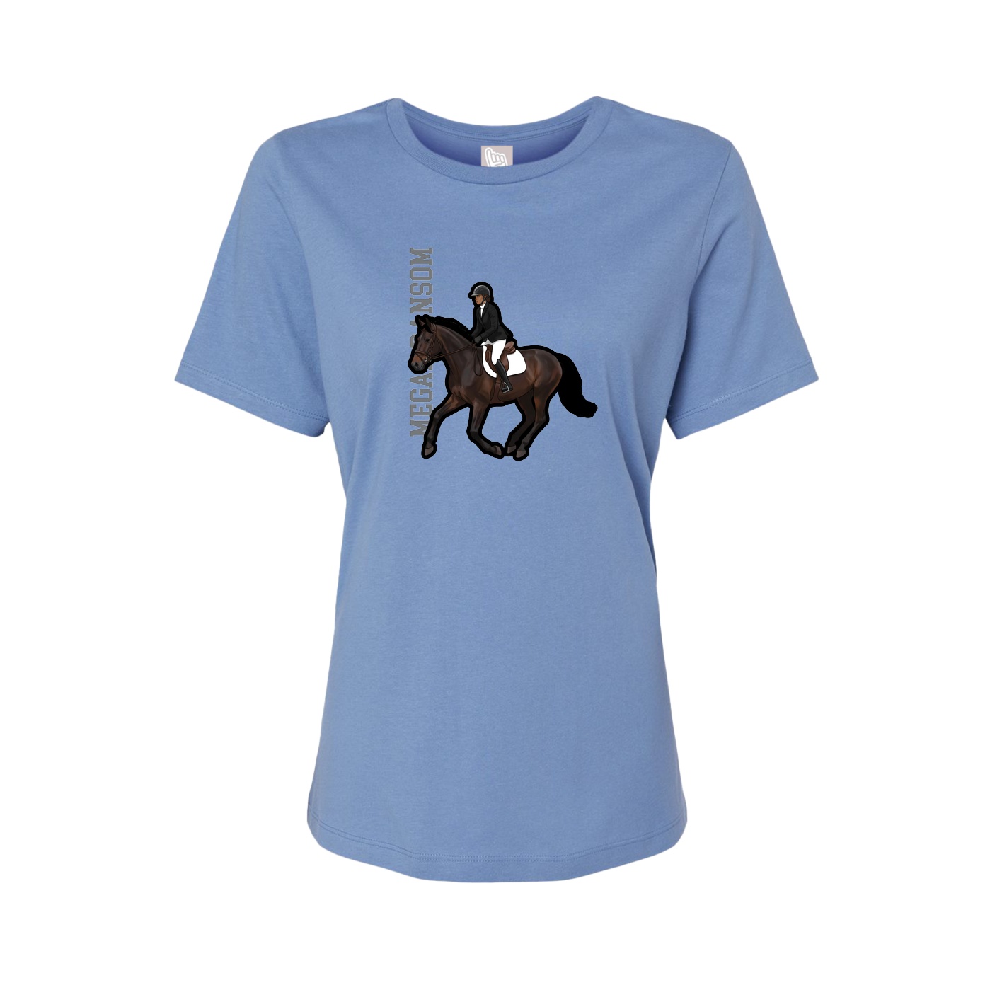Fitted Women's Tee — Name Vertical in Powder Blue