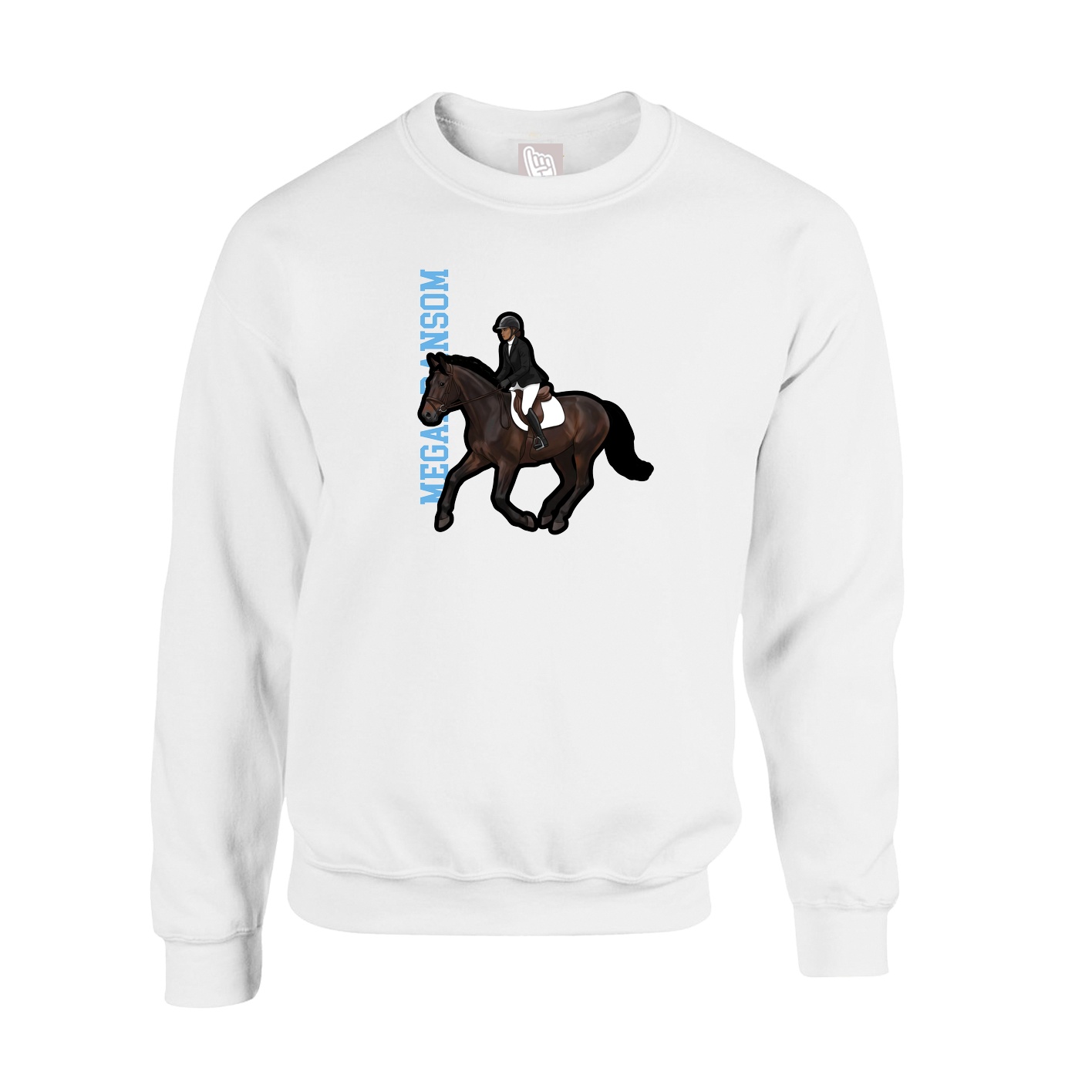 Fleece Crew — Name Vertical in White