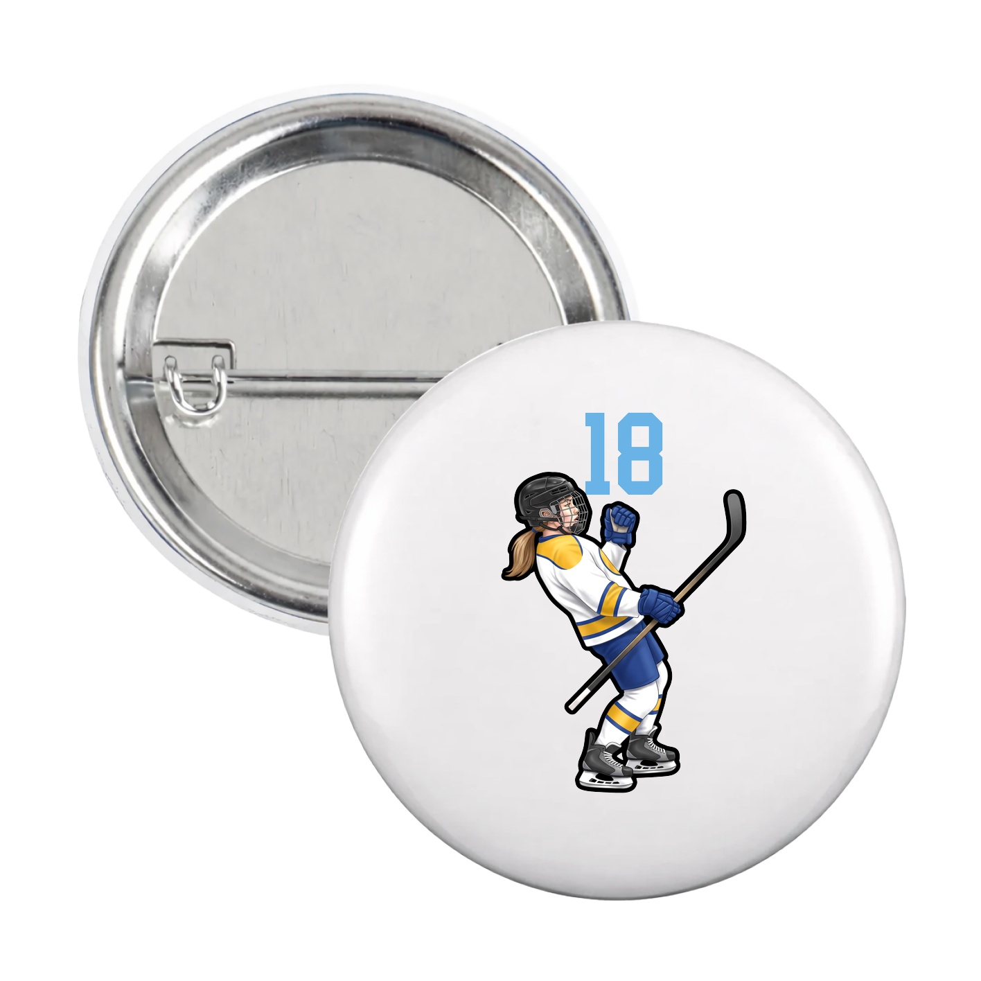 Game Day Button — Number Top in White