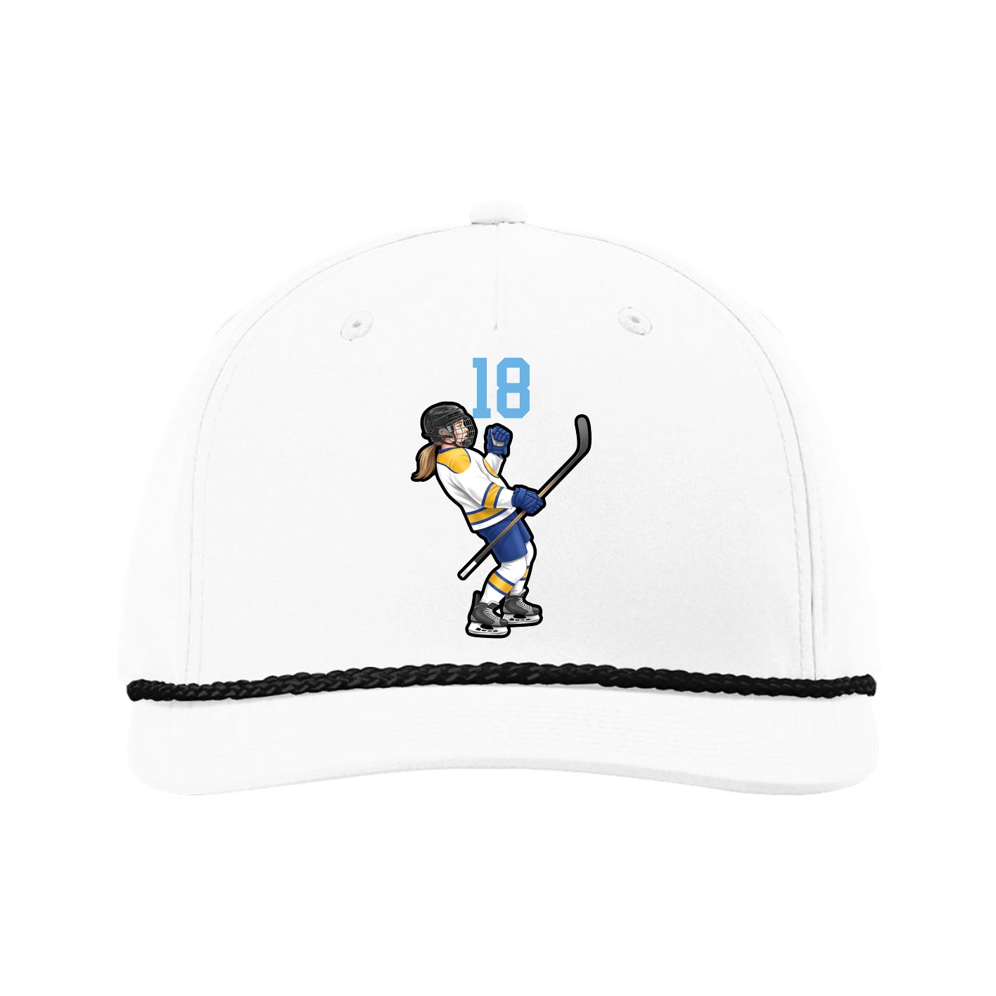Five-Panel Classic Rope Cap — Number Top in White
