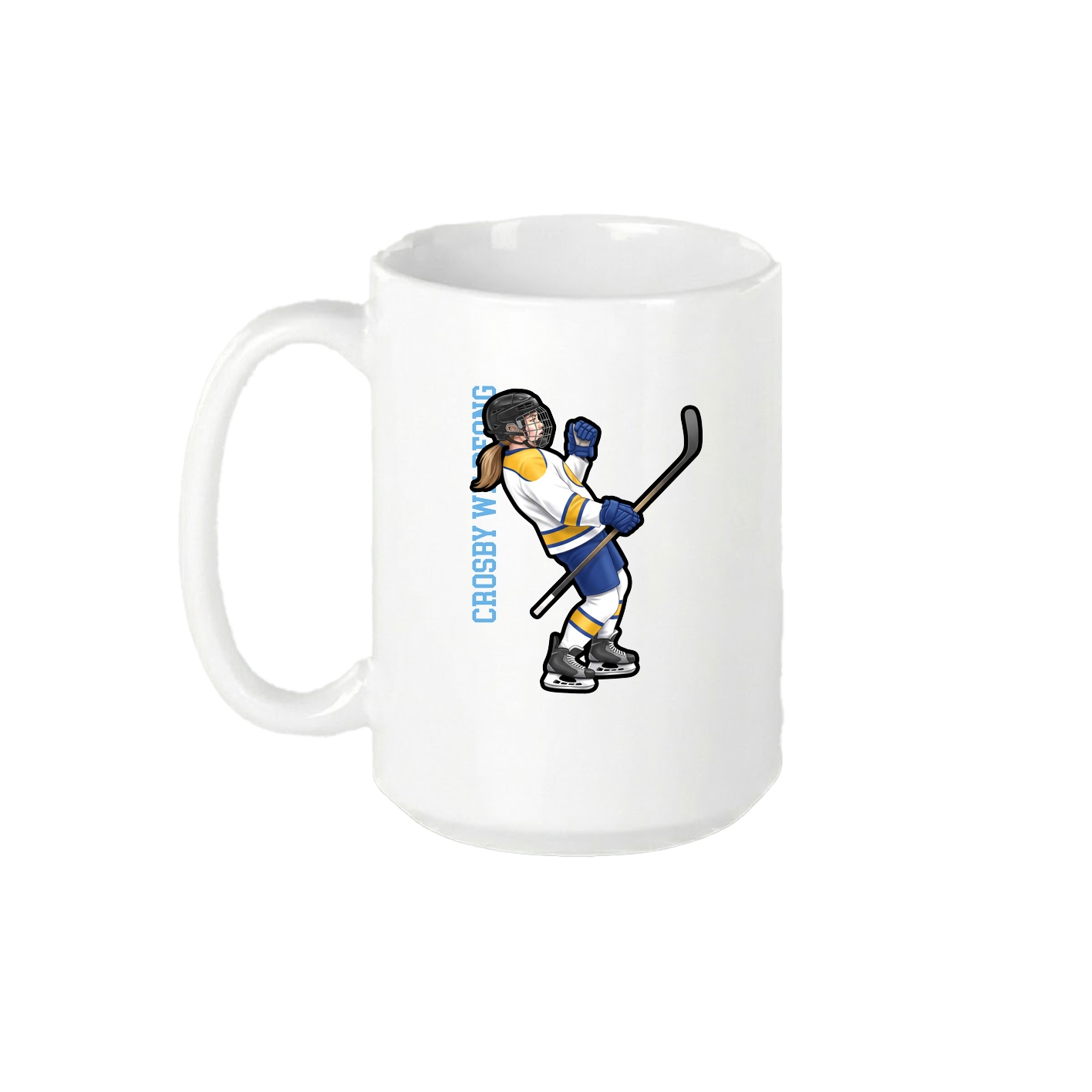 15oz Coffee Mug — Name Vertical in White