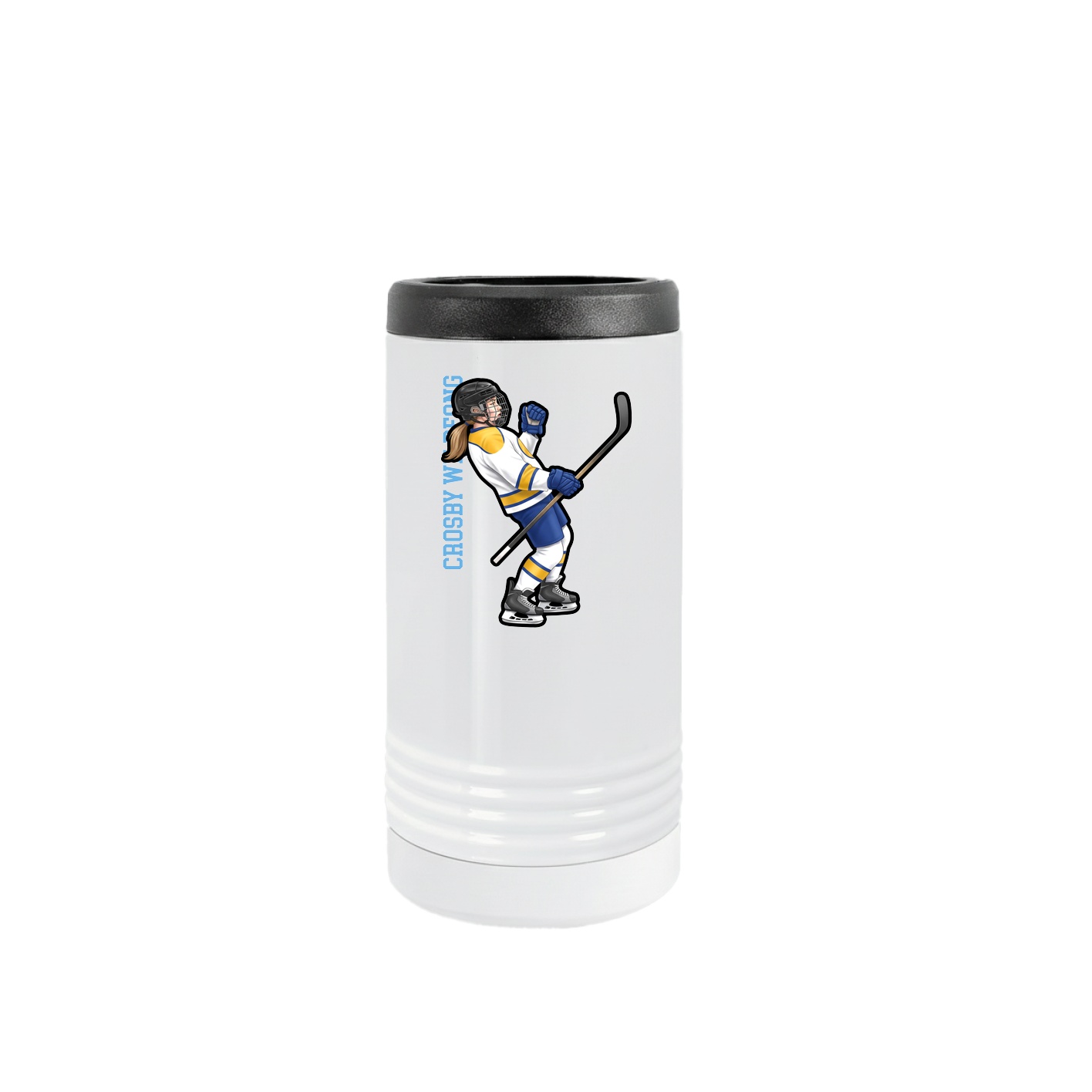 Slim Beverage Holder — Name Vertical in White