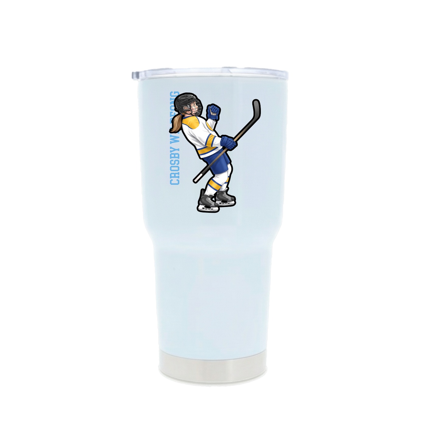 30oz Stainless Steel Tumbler — Name Vertical in White