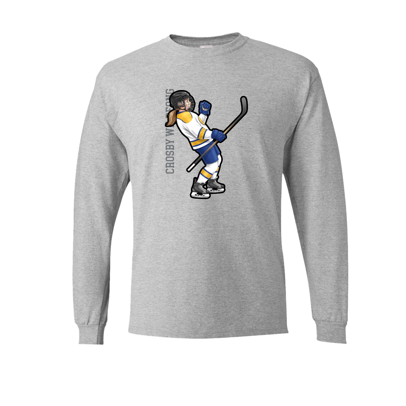 Long Sleeve Tee — Name Vertical in Grey