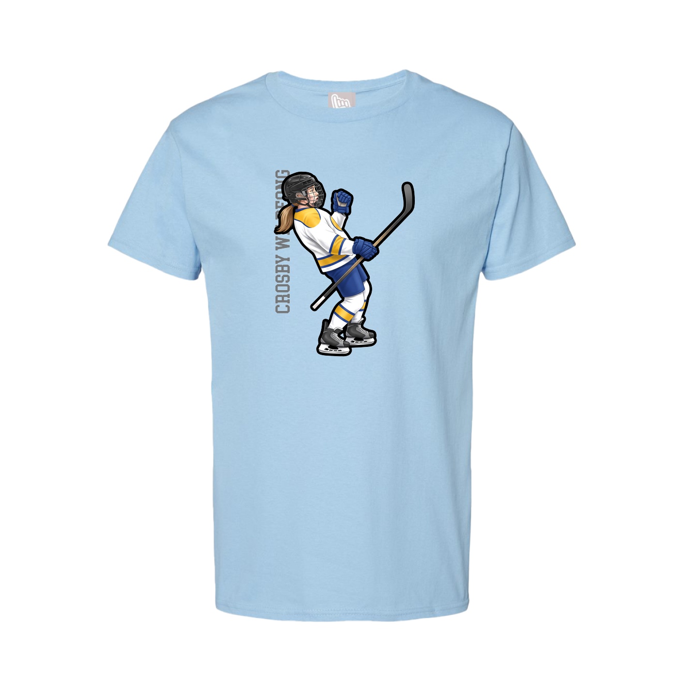 Youth Tee — Name Vertical in Light Blue