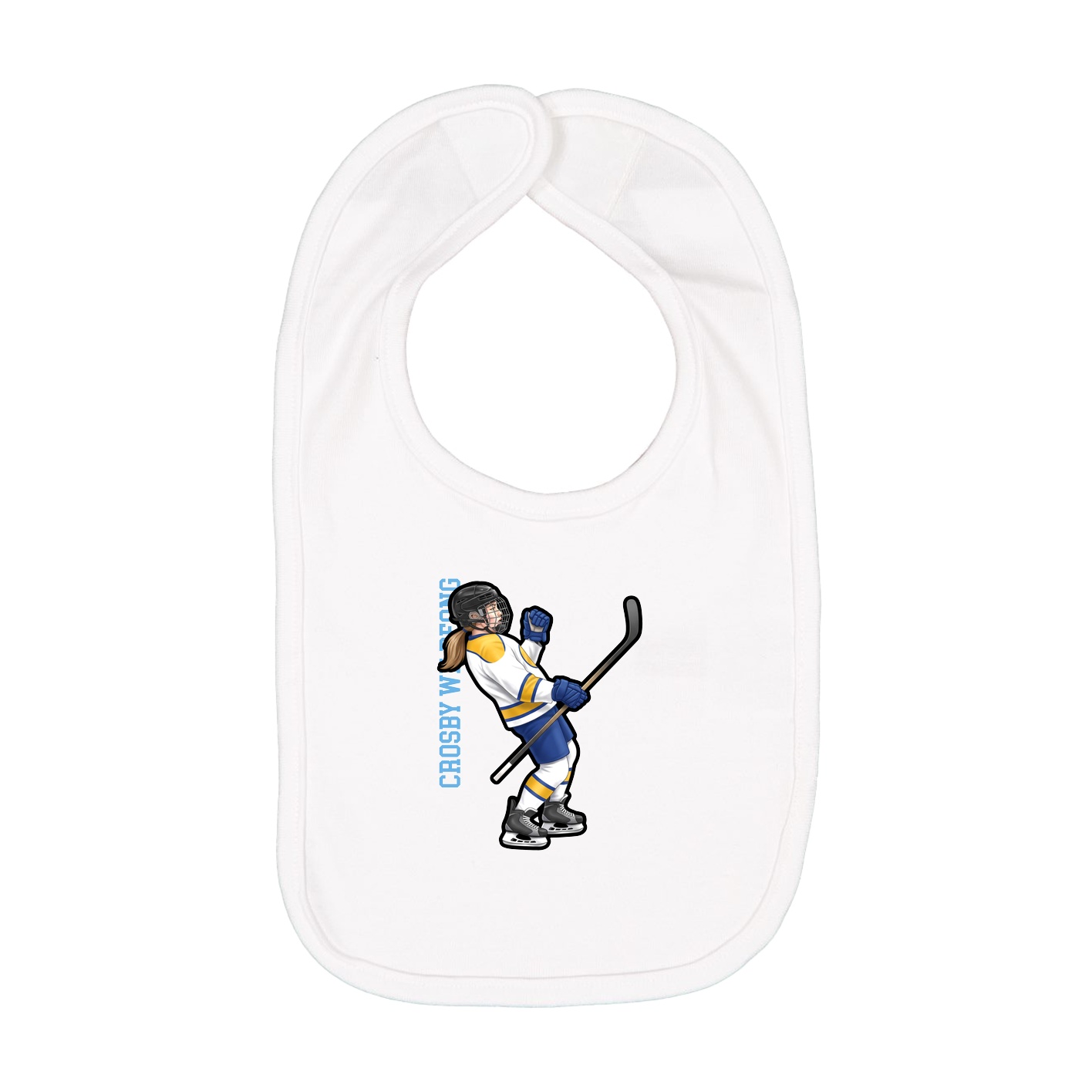 Infant Bib — Name Vertical in White