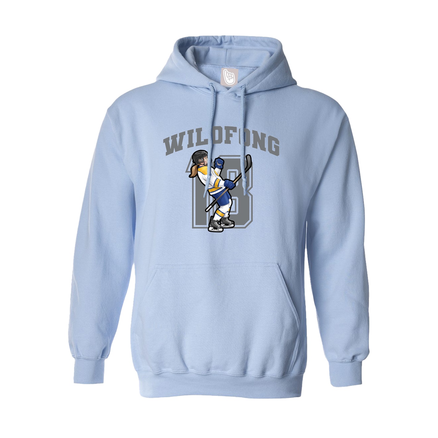 Hoodie — Number in Light Blue