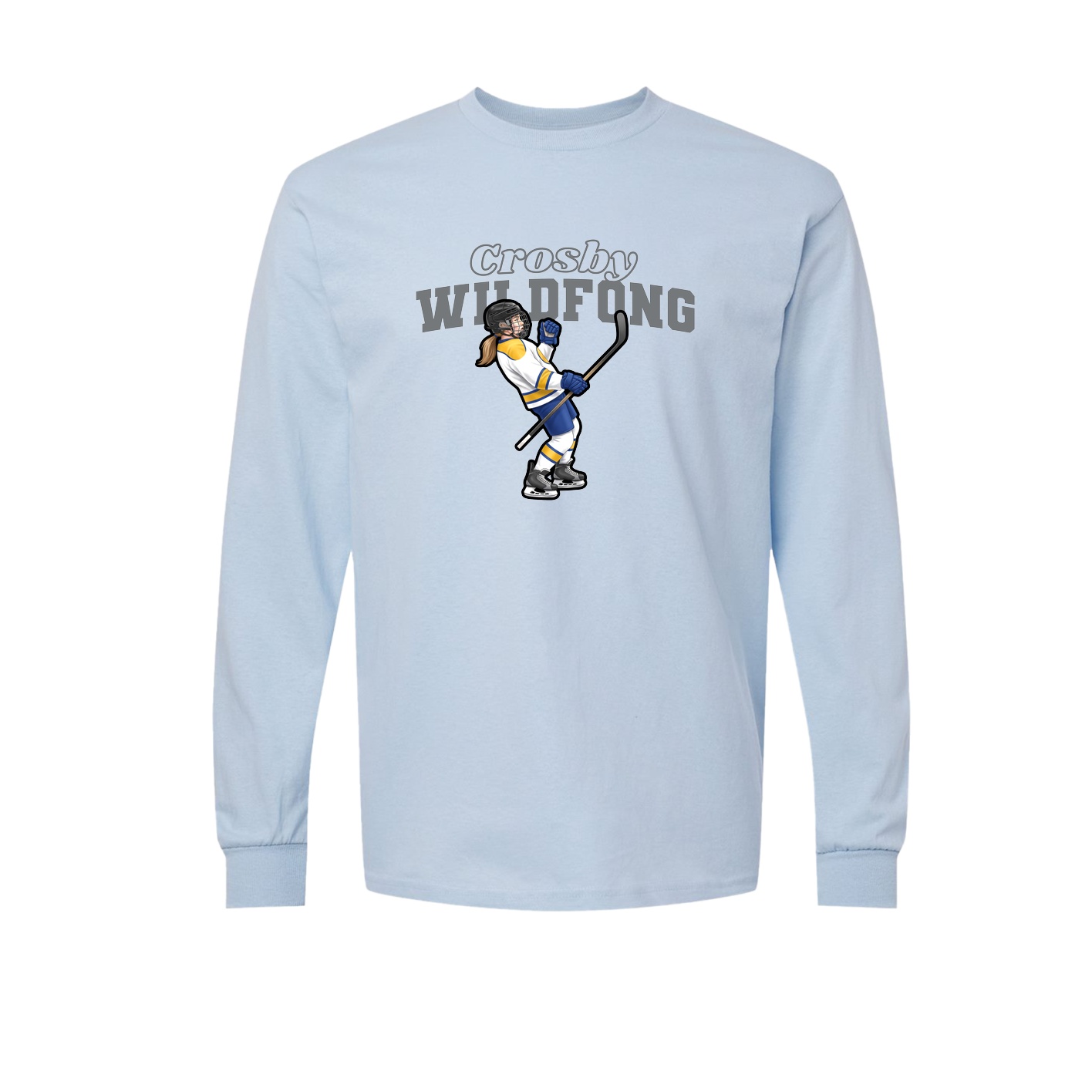 Long Sleeve Tee — Name Arch in Light Blue