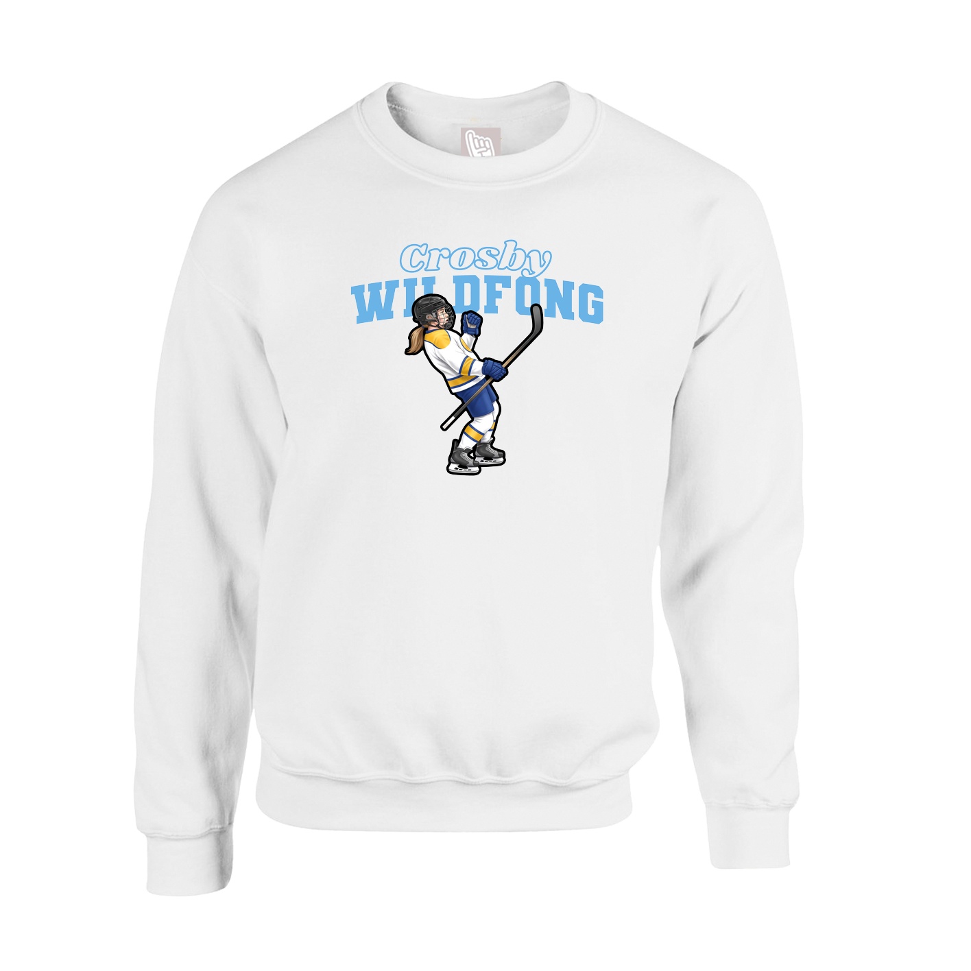 Fleece Crew — Name Arch in White