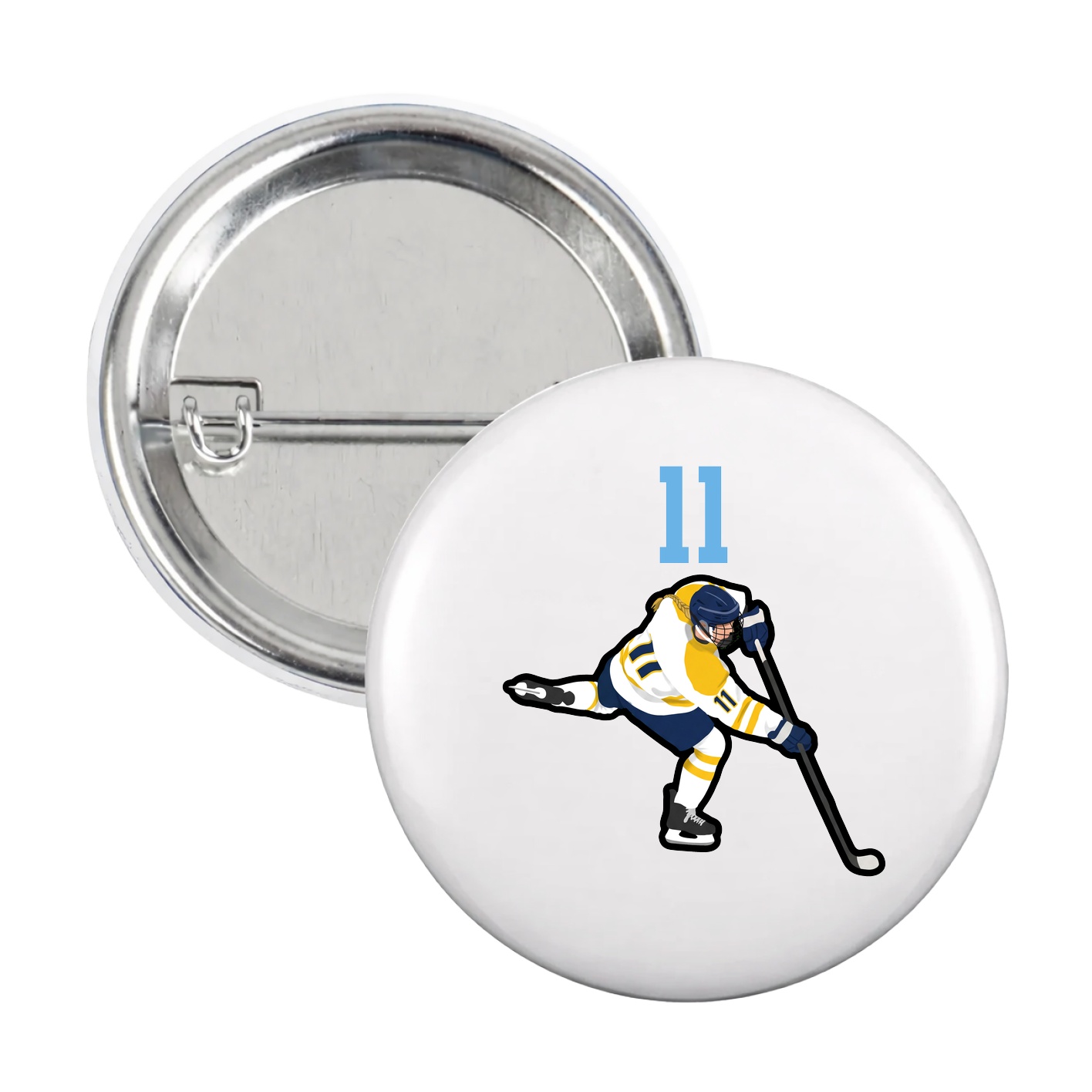 Game Day Button — Number Top in White