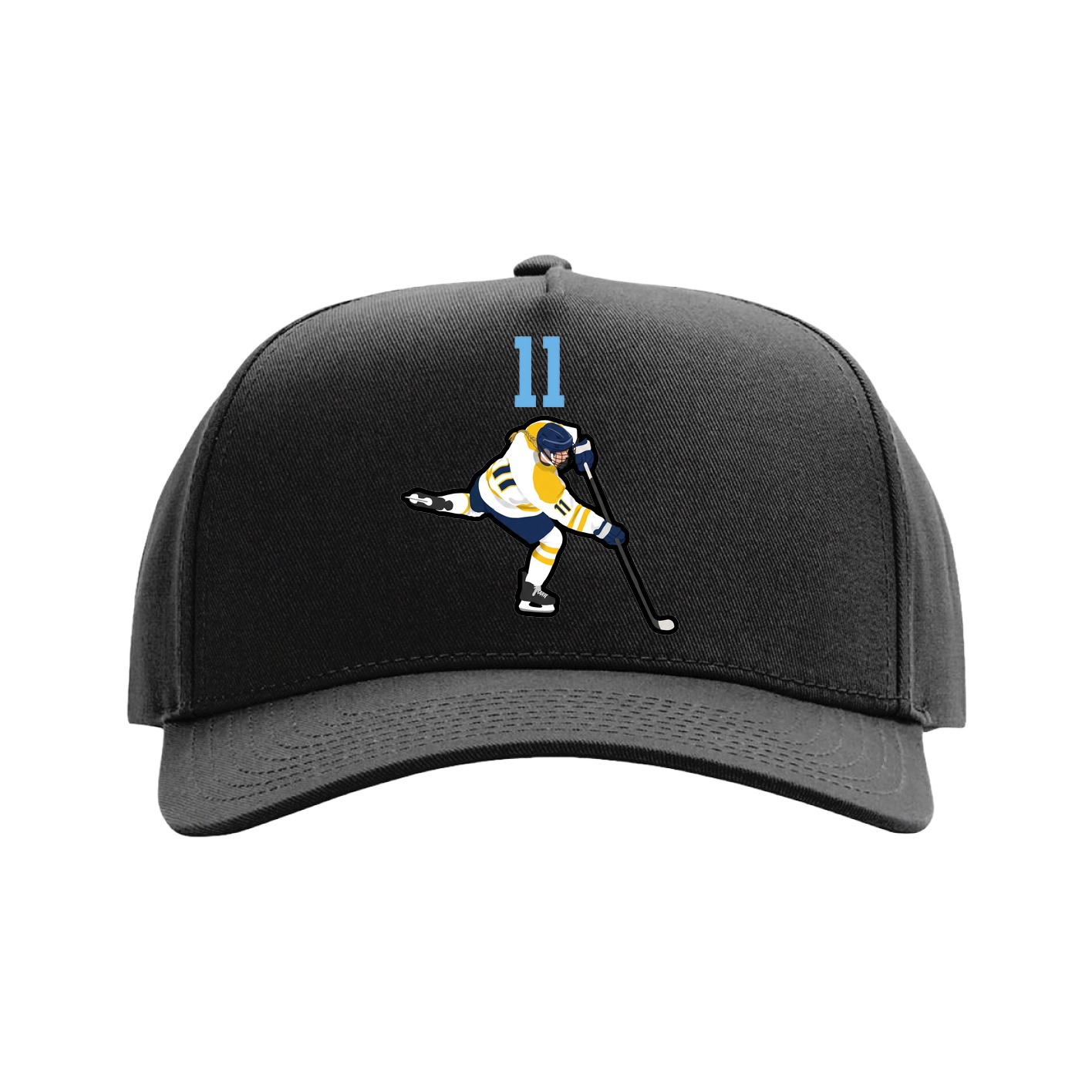 Full Fabric Five-Panel Champ Cap — Number Top in Black