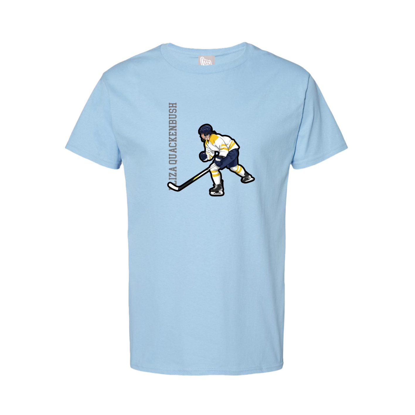 Youth Tee — Name Vertical in Light Blue