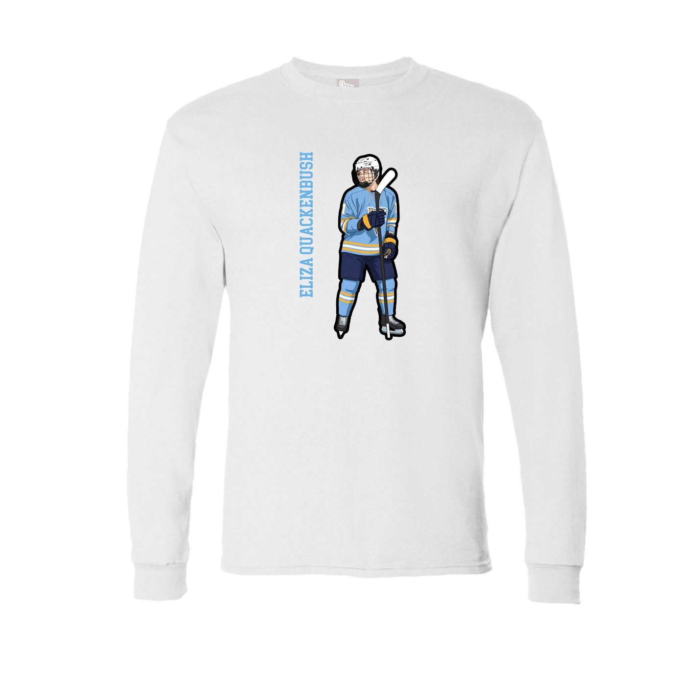 Long Sleeve Tee — Name Vertical in White