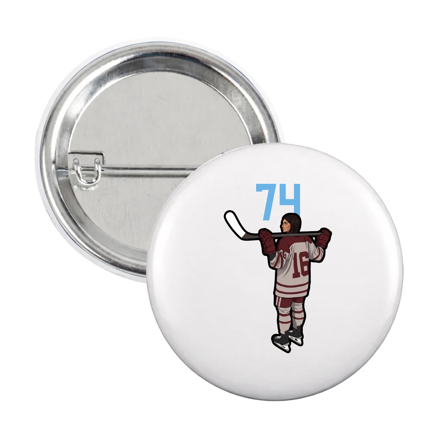 Game Day Button — Number Top in White