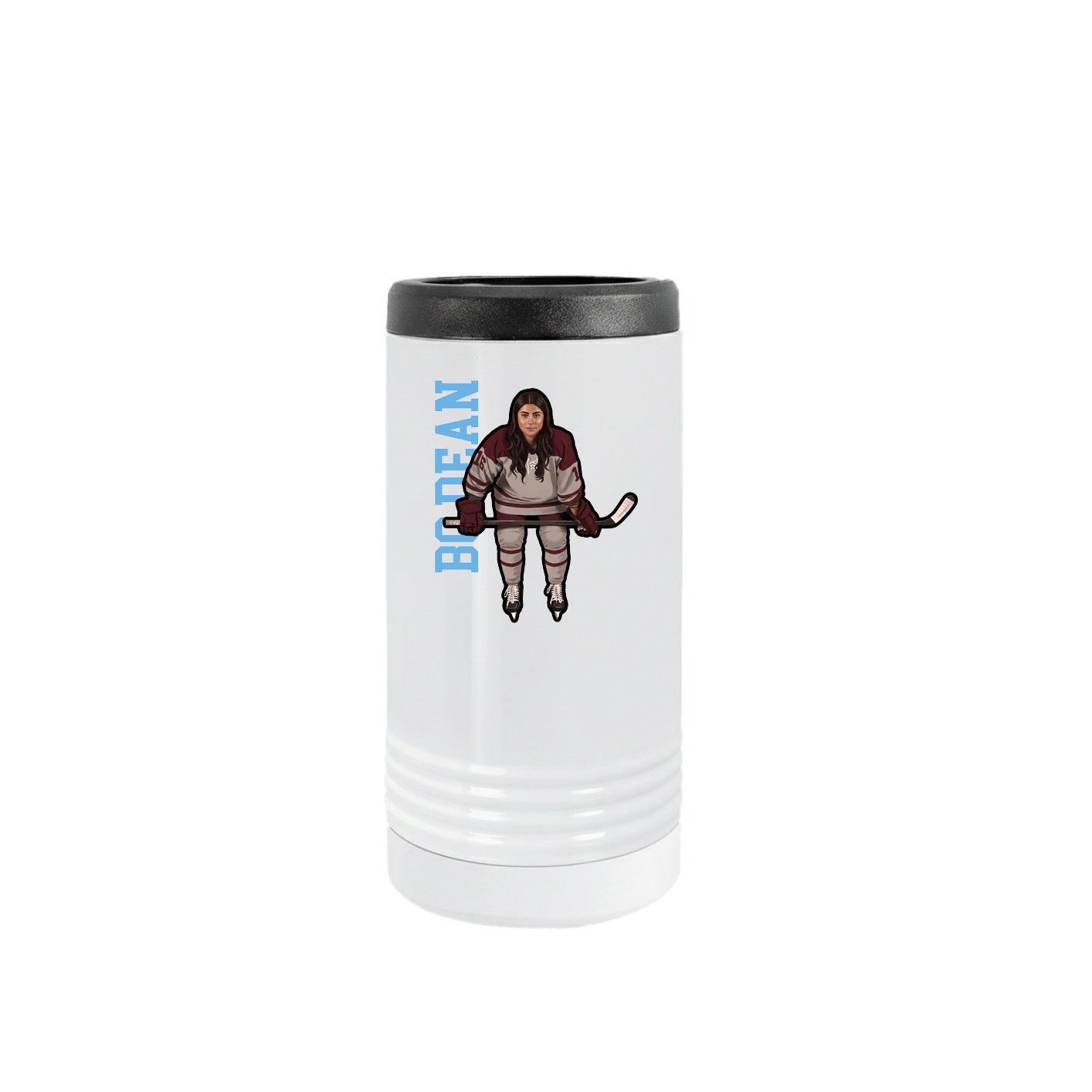 Slim Beverage Holder — Name Vertical in White