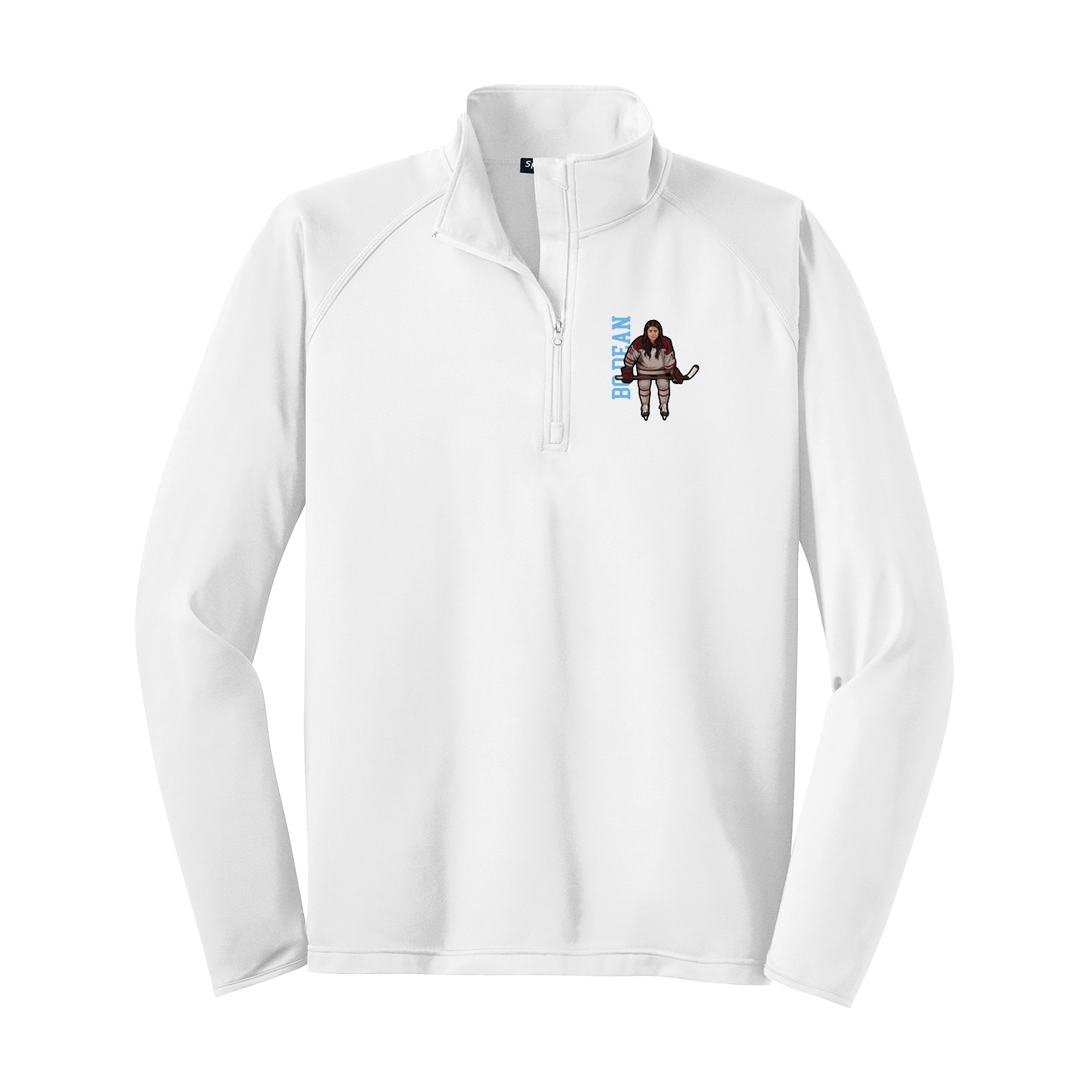Q-Zip Pullover — Name Vertical in White