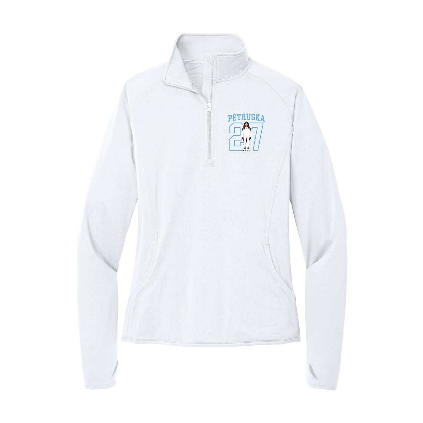 Women's Q-Zip Pullover — Shirsey in White