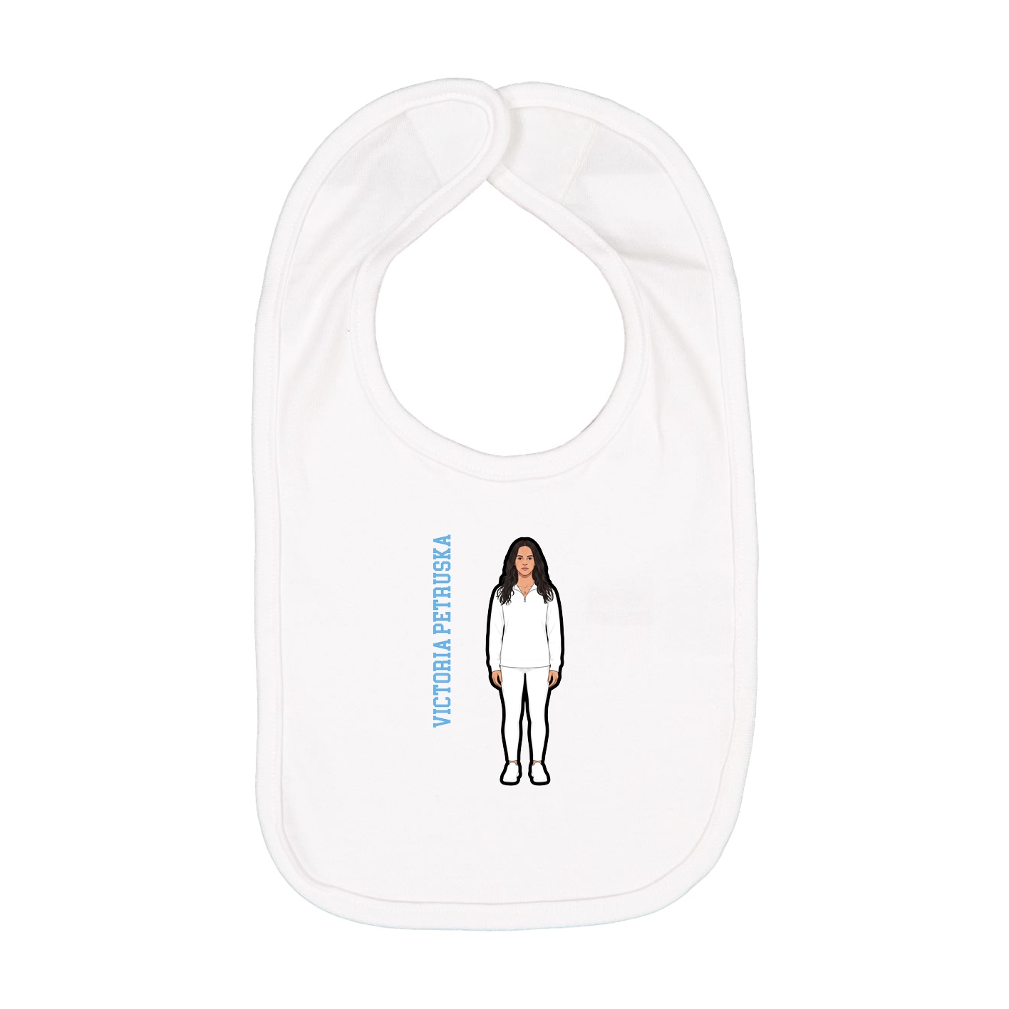 Infant Bib — Name Vertical in White